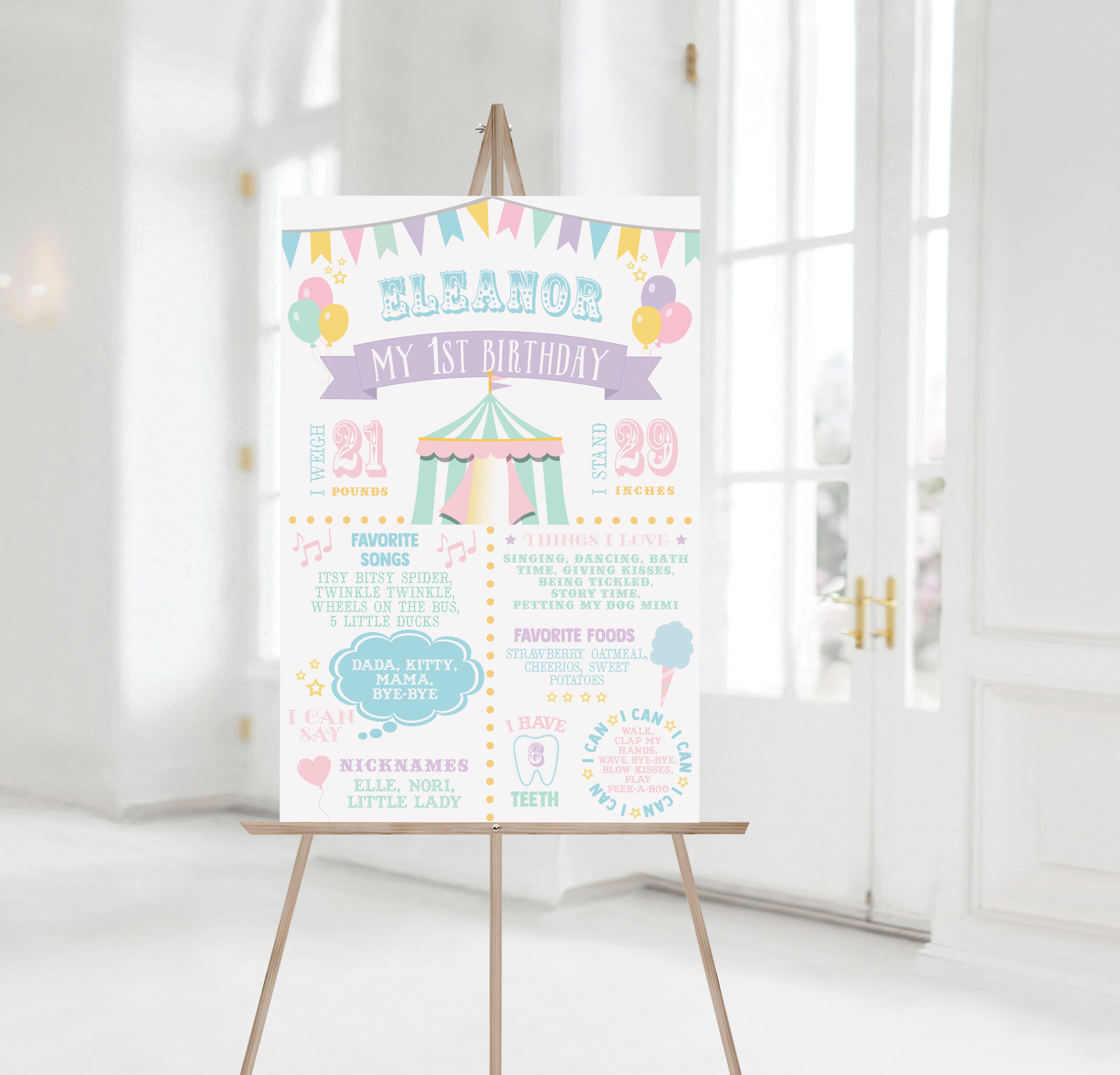 Pastel Circus Milestone Signs design preview