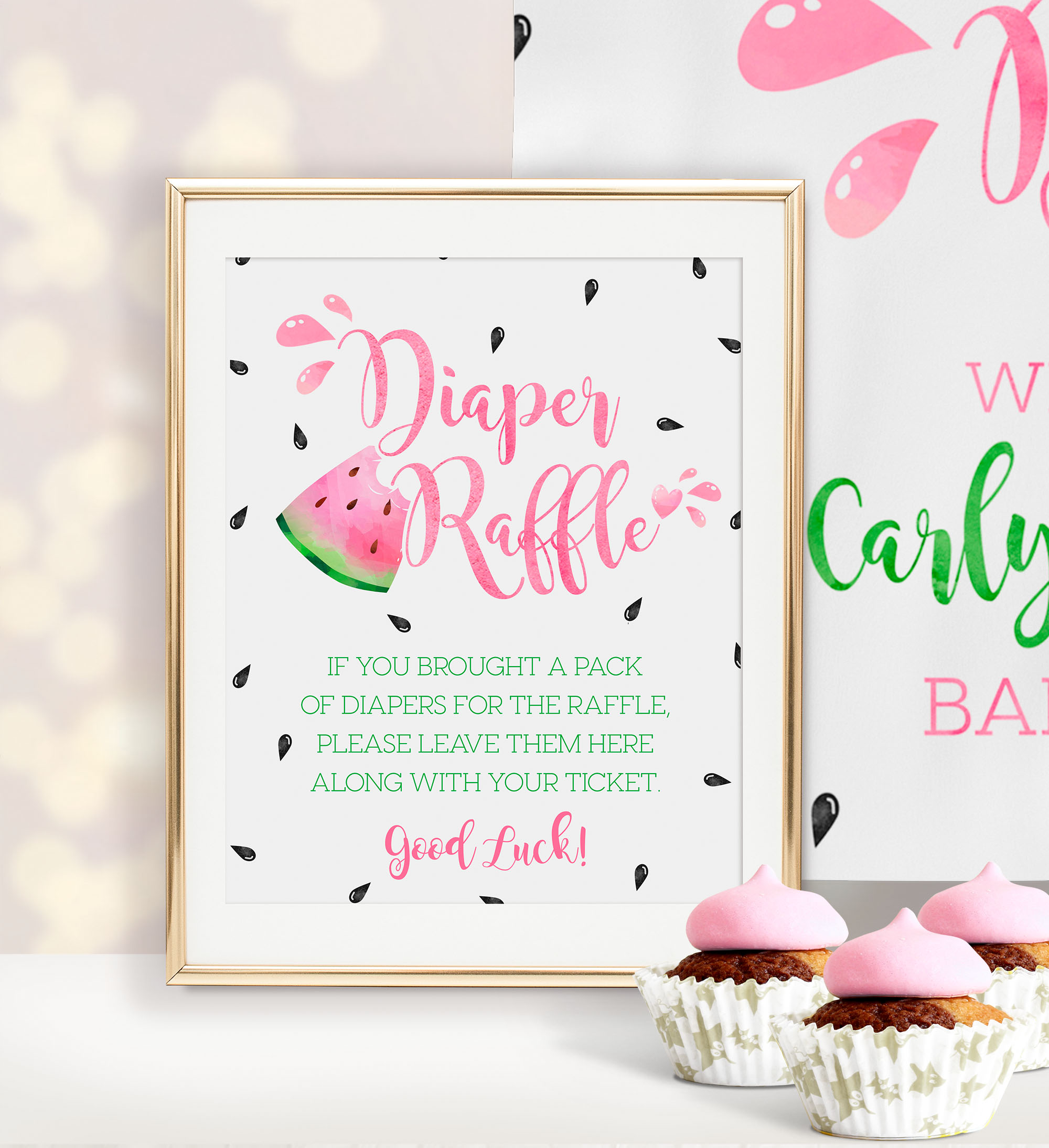 Watermelon Diaper Raffle Sign design preview