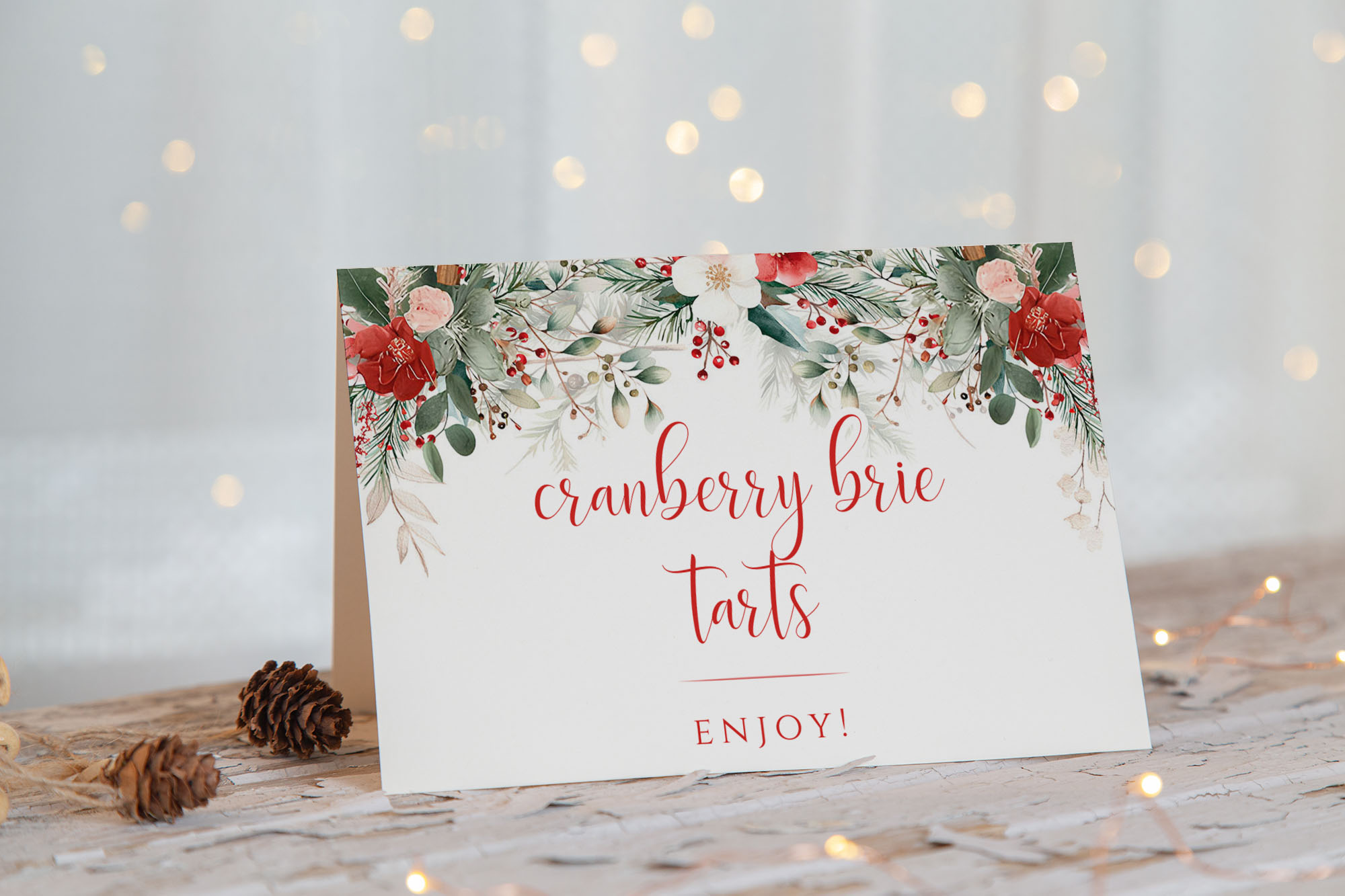 Merry Little Baby Shower Food Cards design preview