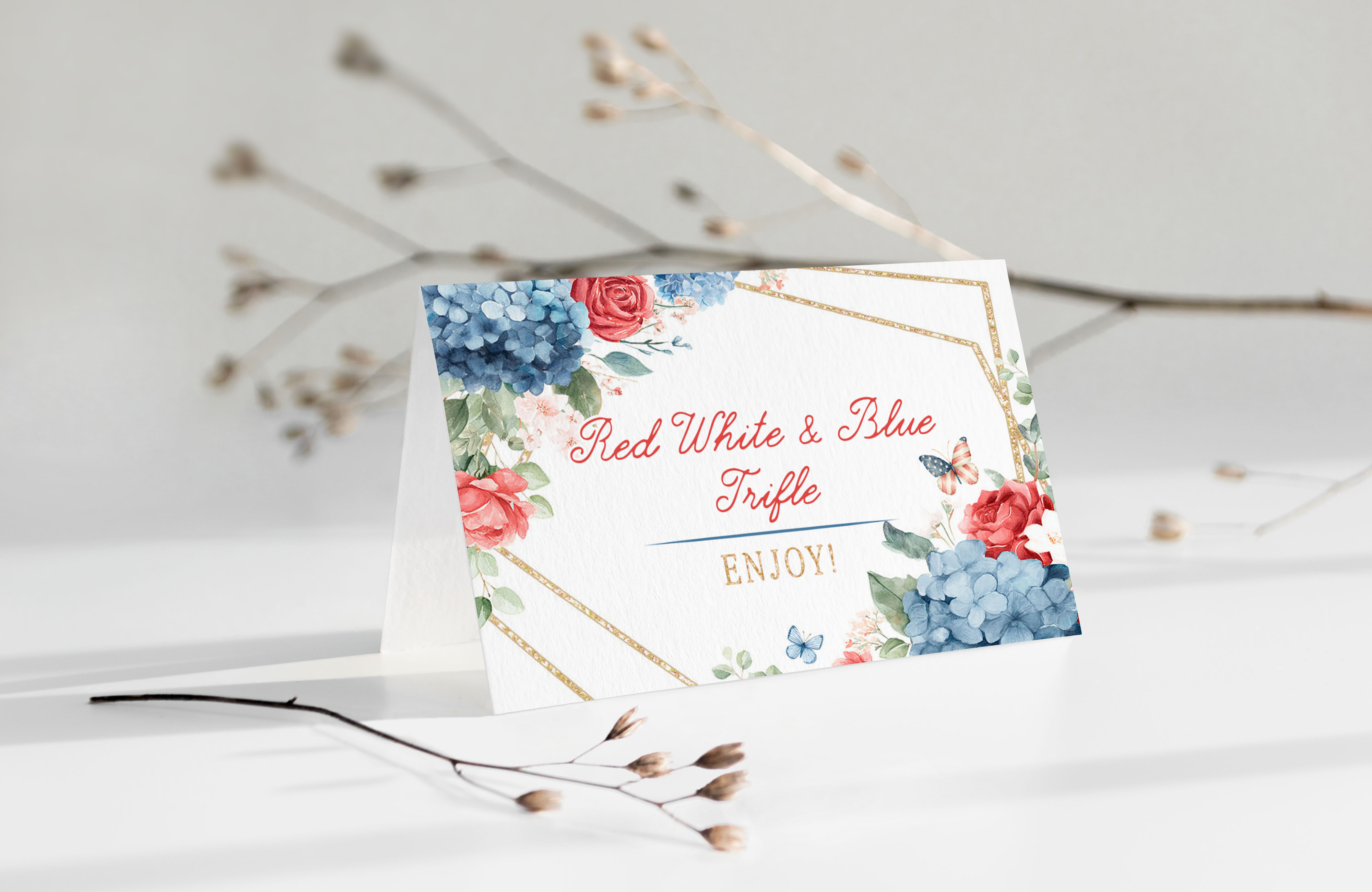 Red White and I Do Food Cards design preview