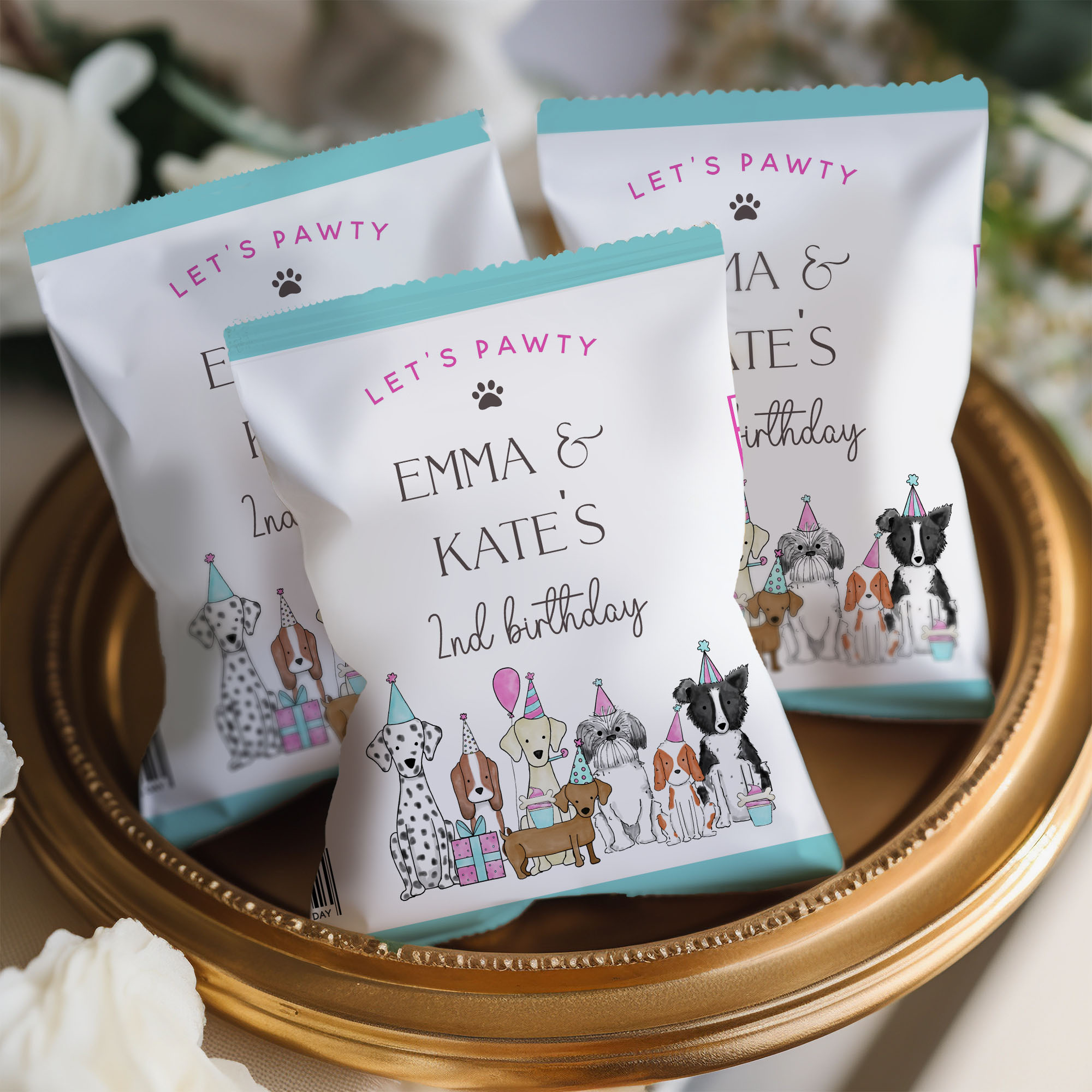 Let's Pawty Chip Bag- Pink design preview