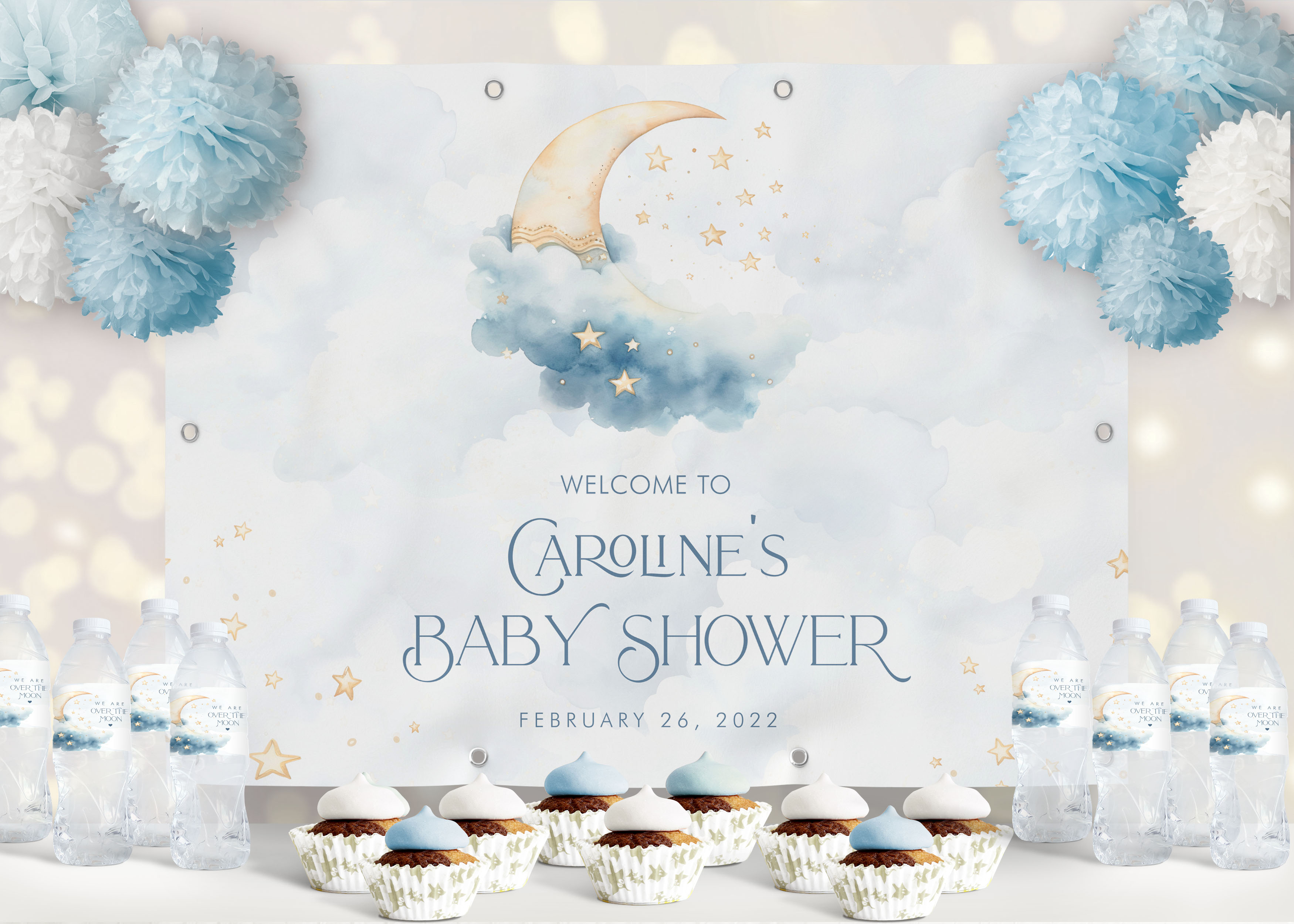Over the Moon Backdrop- Blue design preview