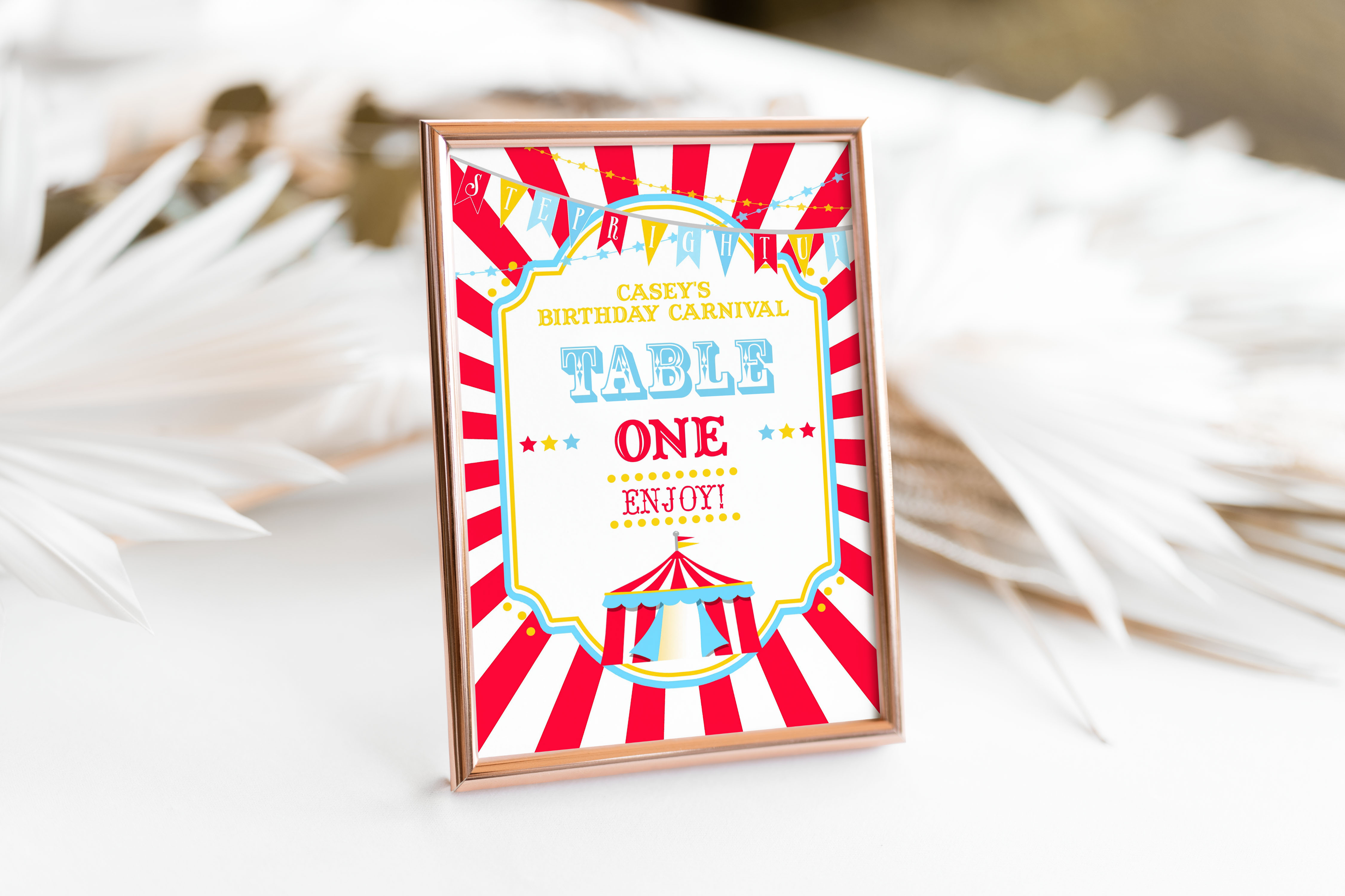 Bright Red Circus Table Number Card- Burst design preview