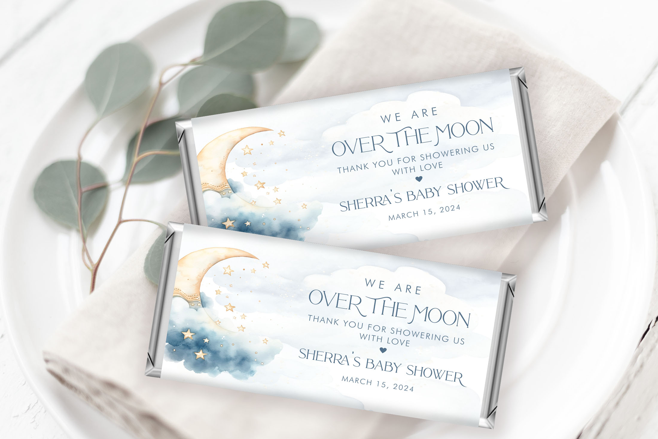 Over the Moon Candy Wrappers- Blue design preview