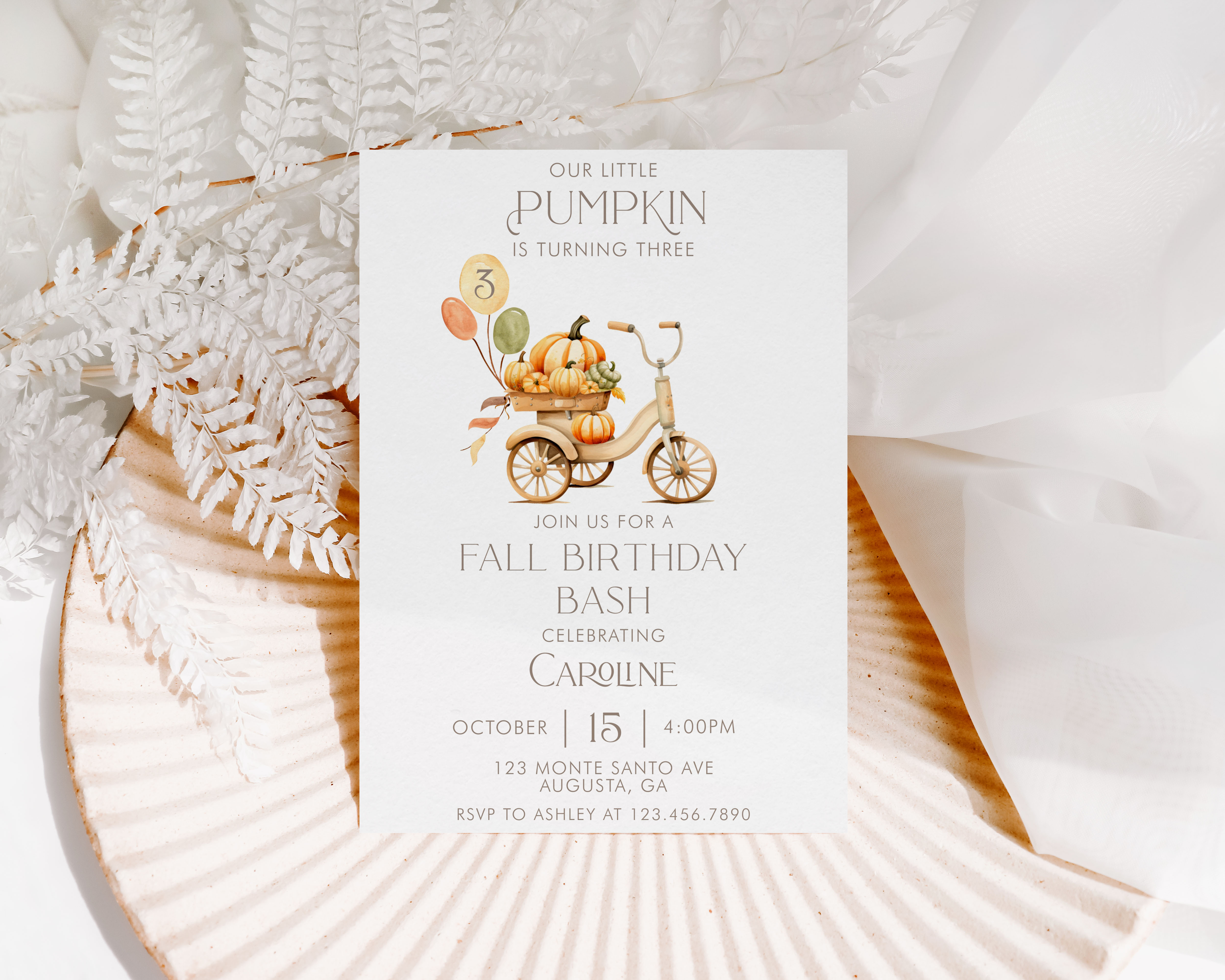 Little Pumpkin Tricycle Invitation- Birthday design preview