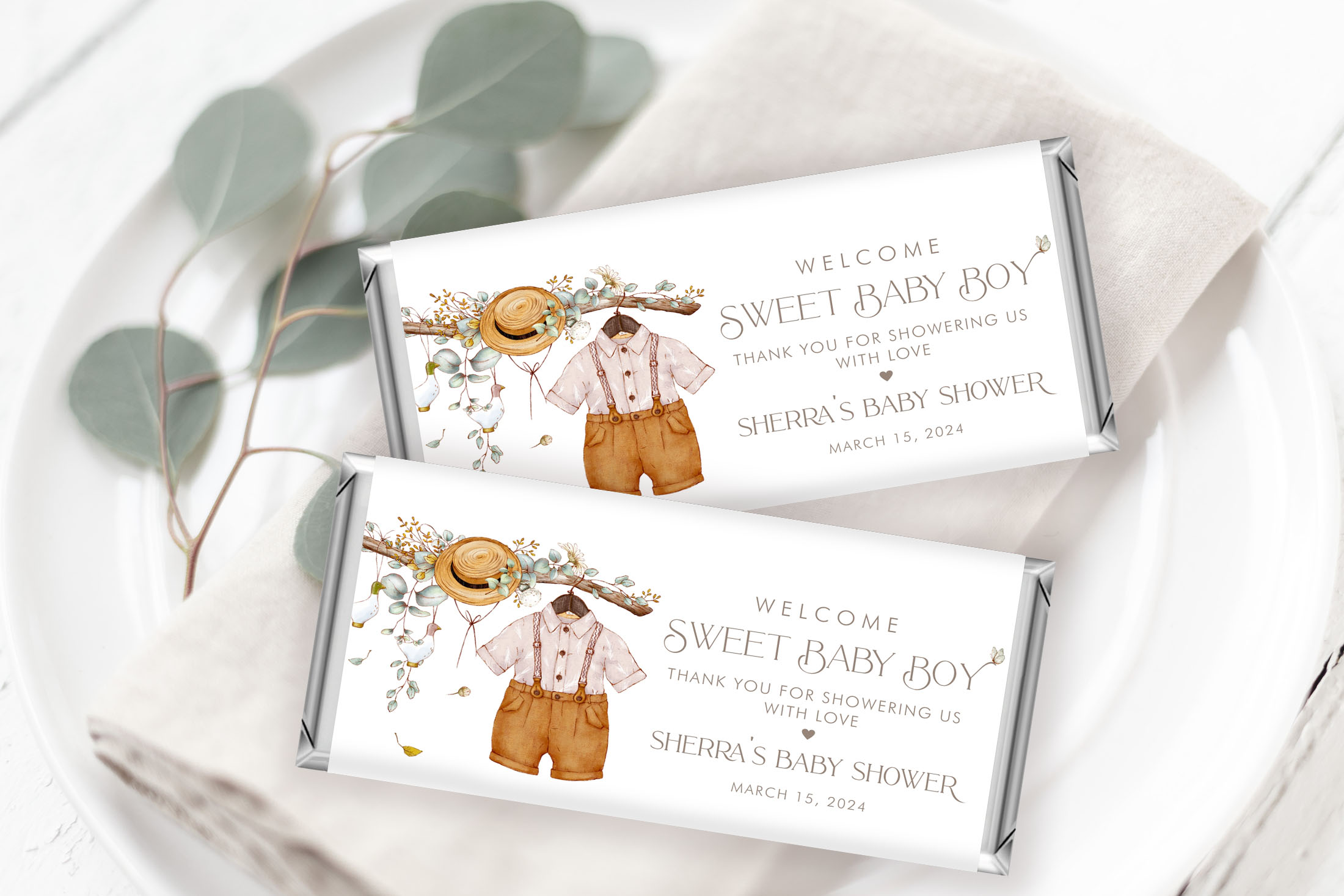 Vintage Baby Shower Candy Wrappers- Baby Boy design preview
