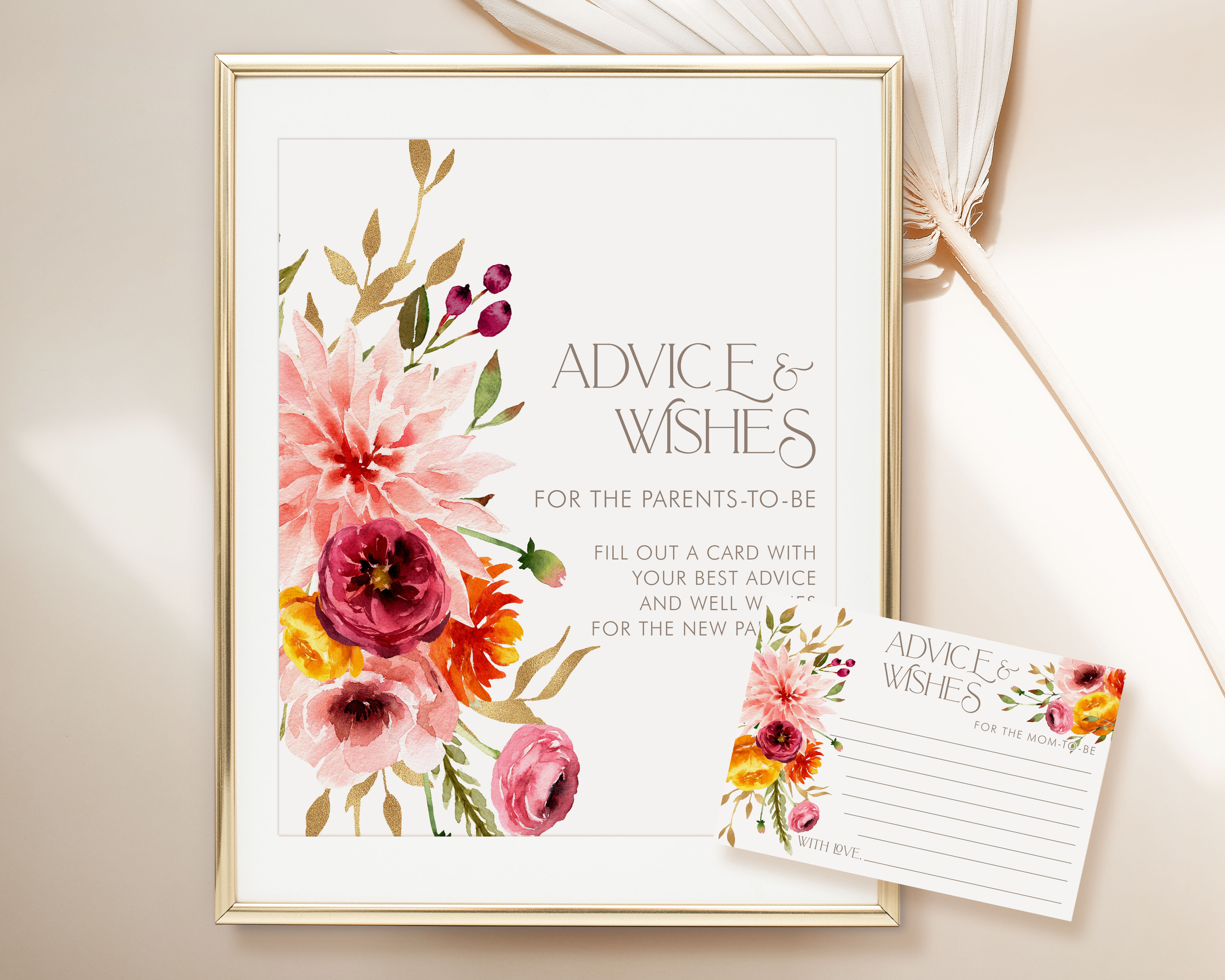Fall Floral Advice Signs & Cards- Baby Shower design preview