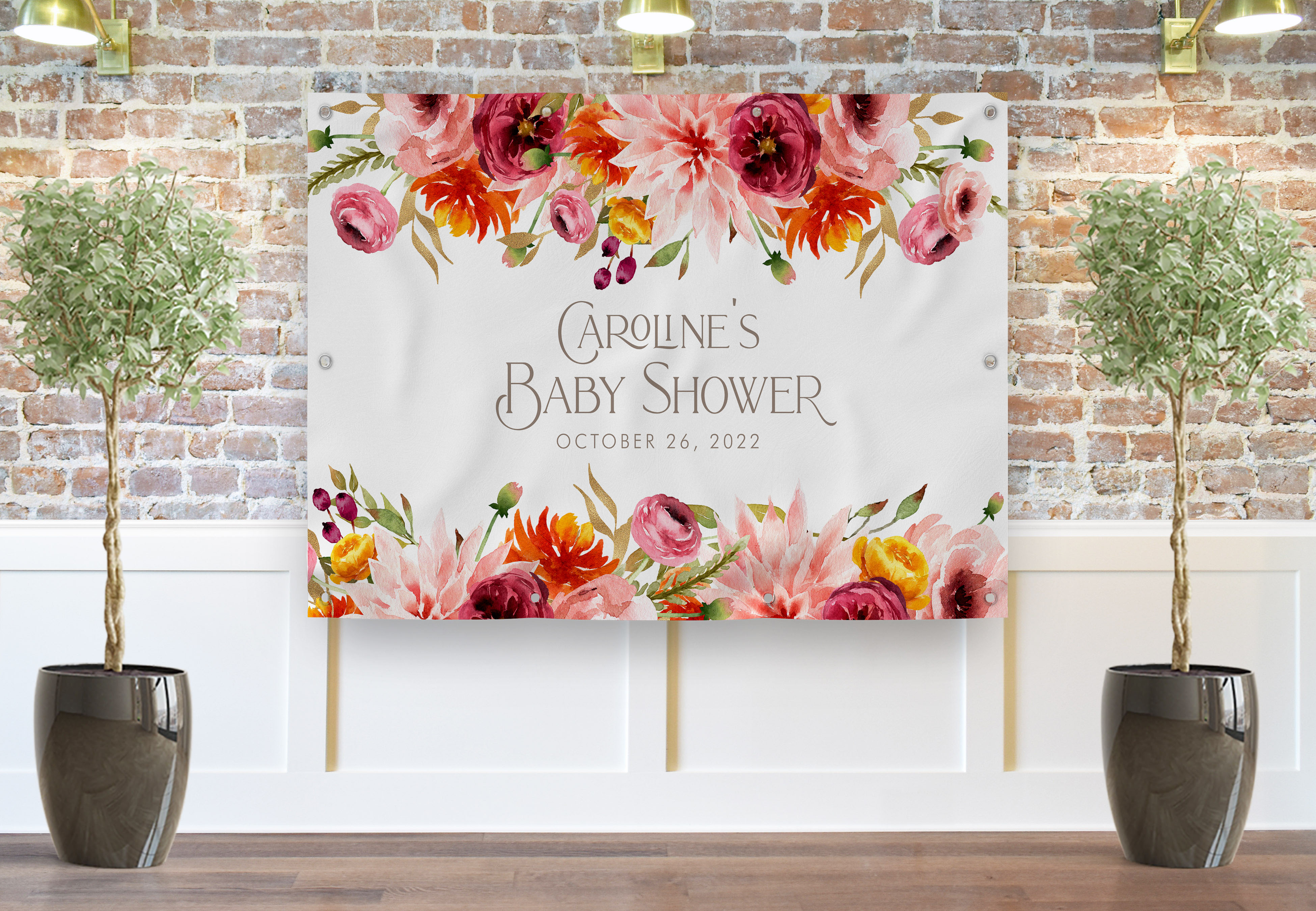 Fall Floral Backdrop- 48 x 72- Baby Shower design preview