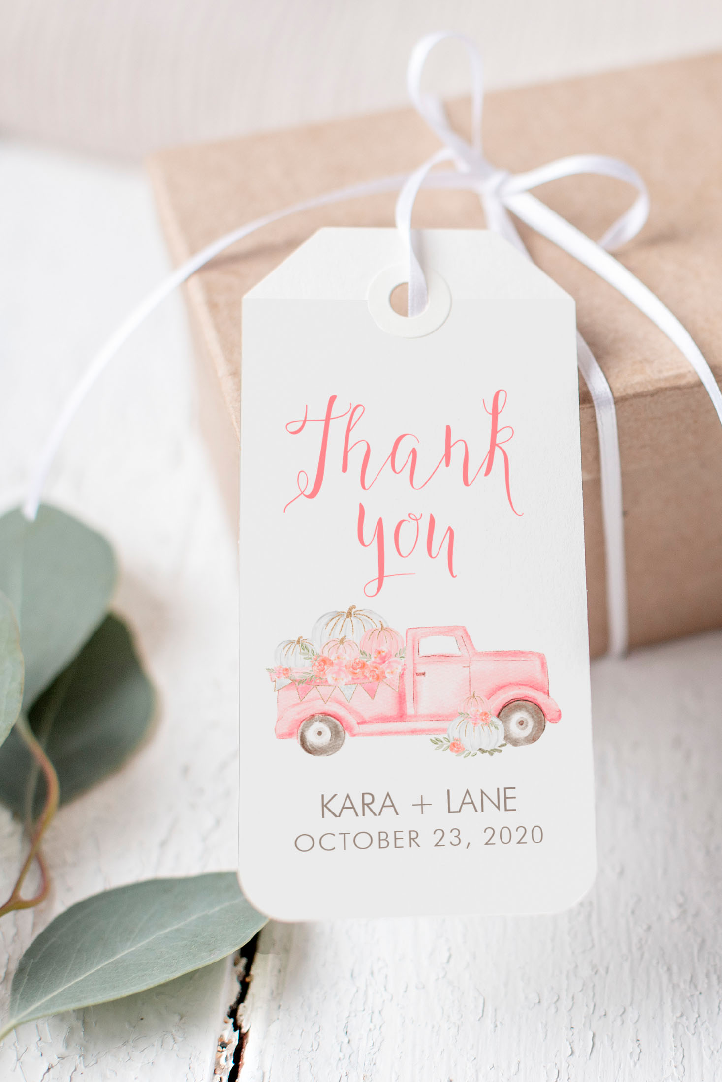 Pink Pumpkin Truck- Thank You Tags design preview