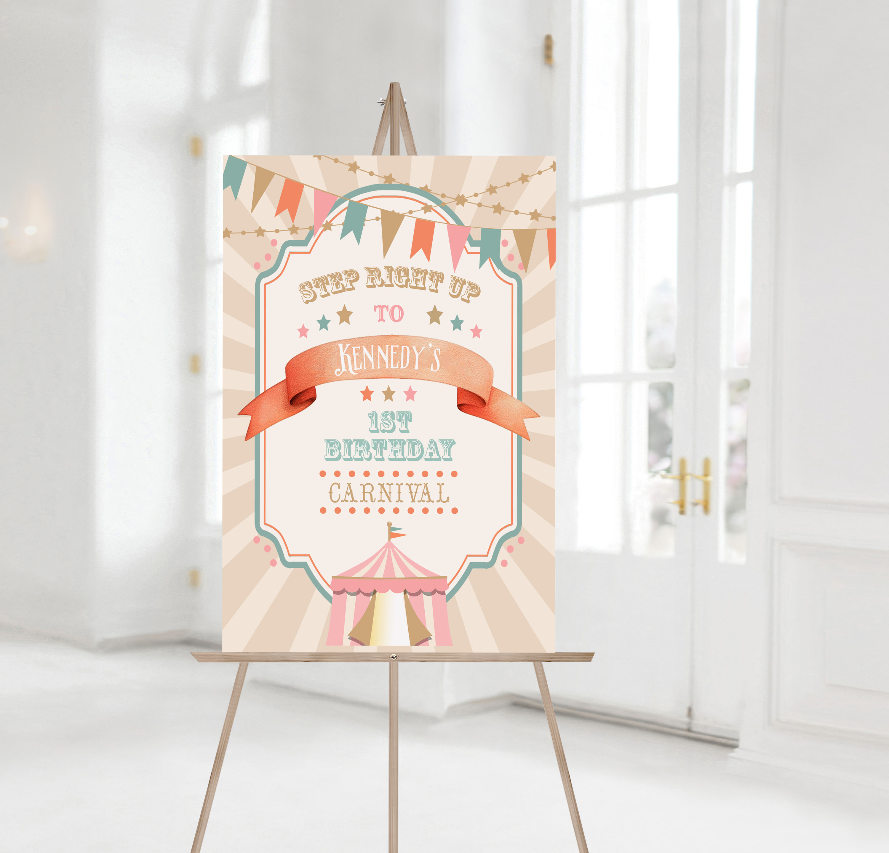 Boho Circus Welcome Signs with Pink- Burst design preview