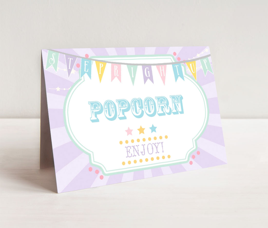 Pastel Circus Food Cards- Purple Burst design preview
