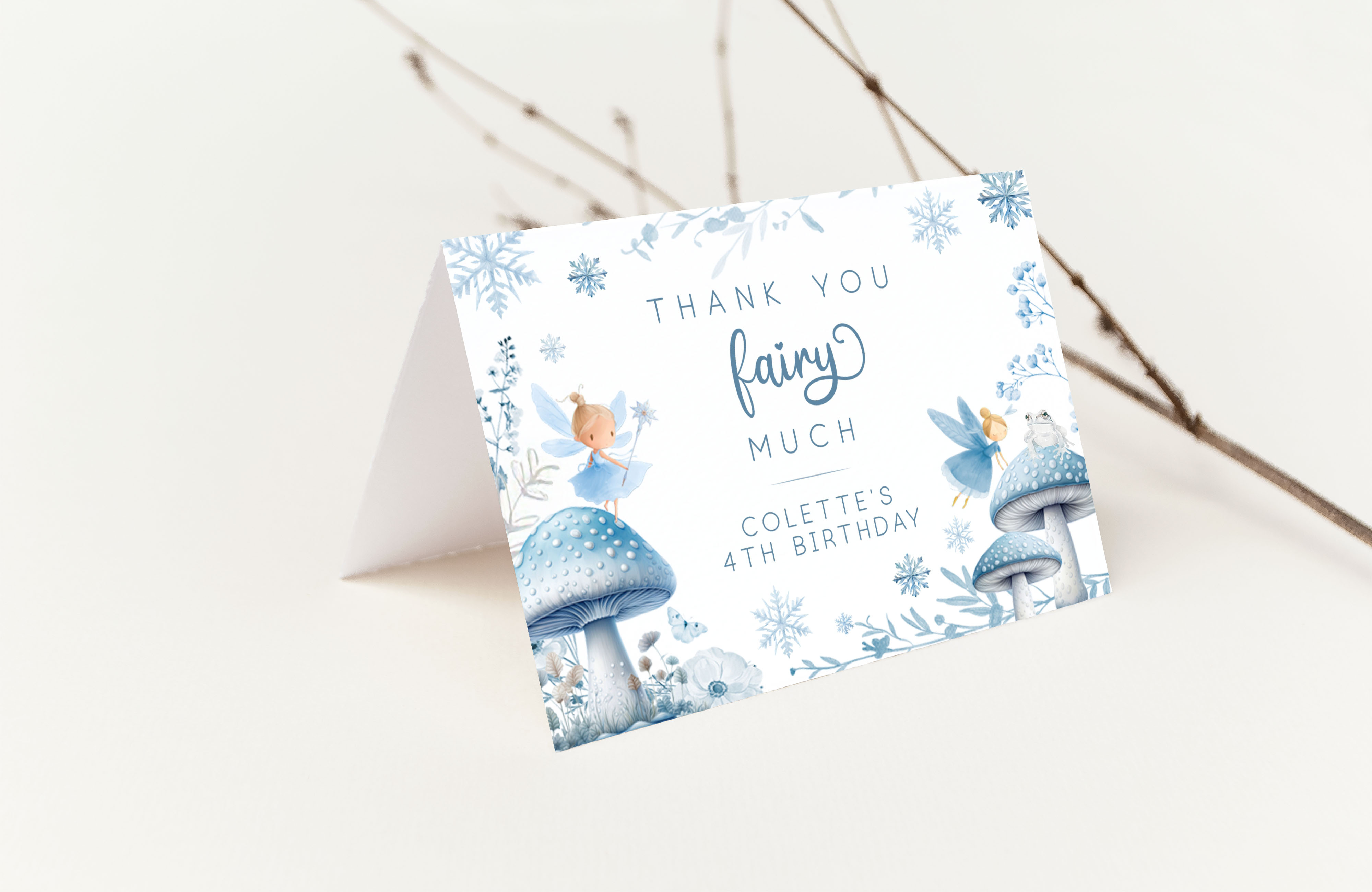 Winter Fairies Thank You Card design preview