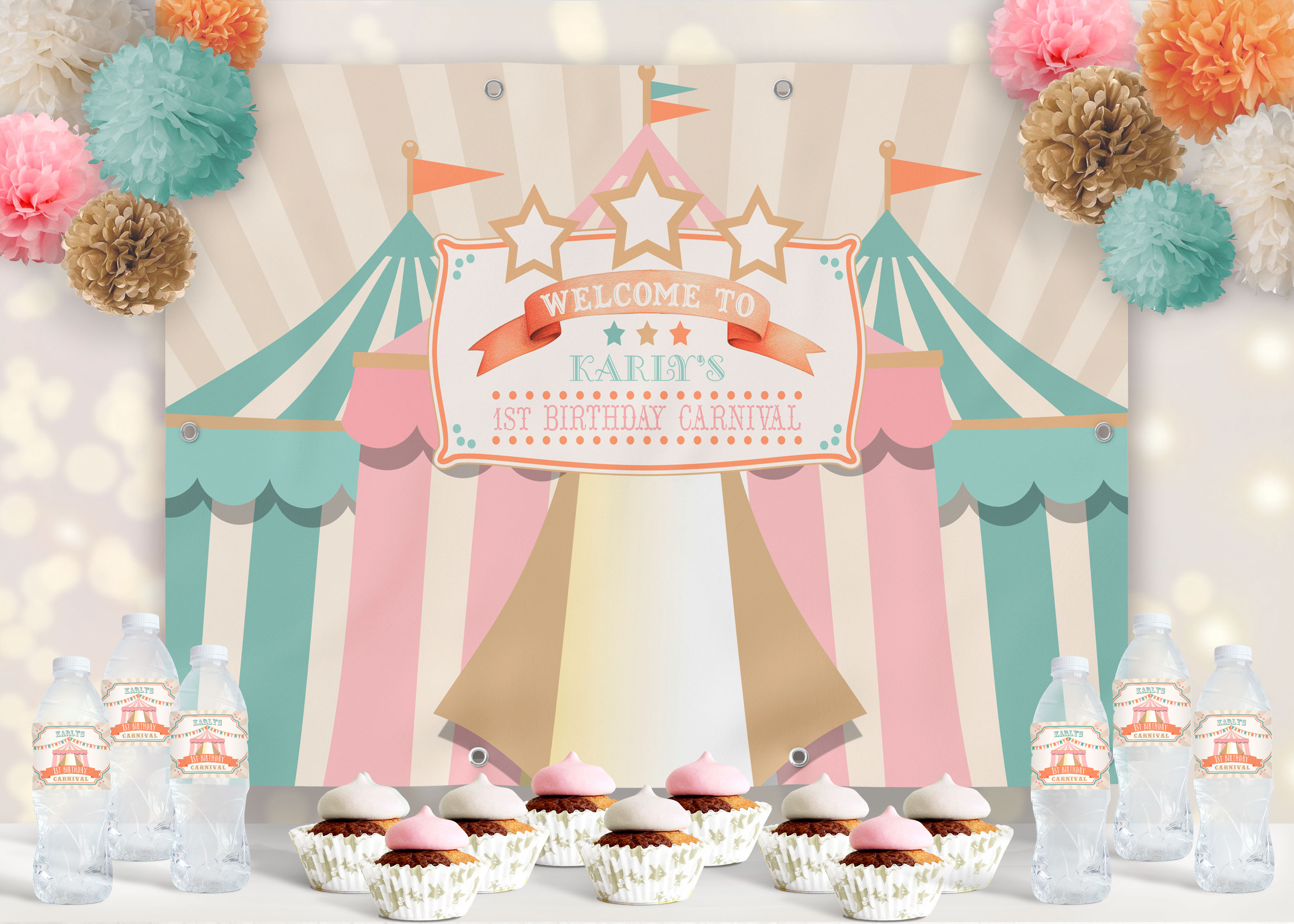 Boho Circus Backdrop- Pink design preview