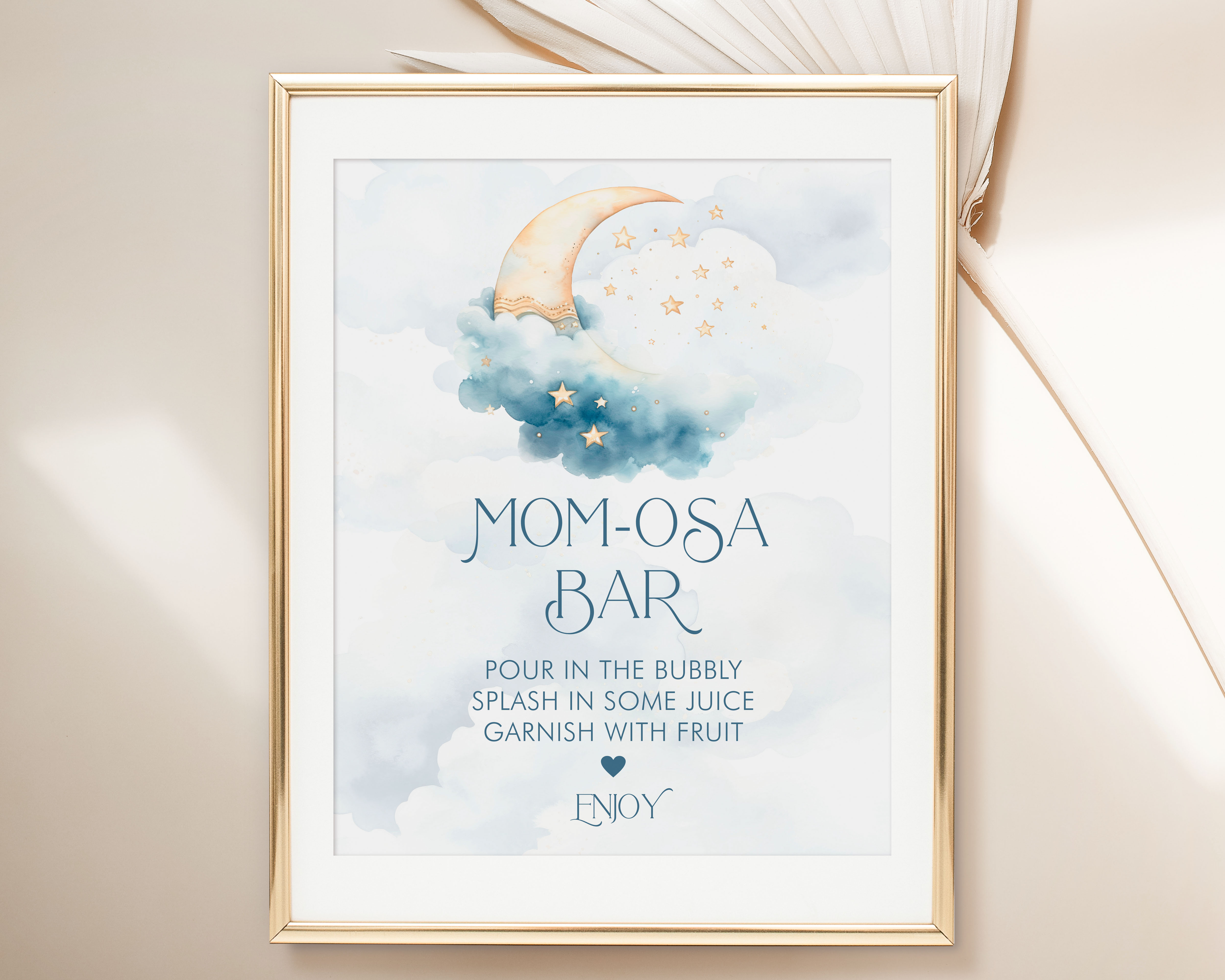 Over the Moon Mom-osa Bar Signs- Blue design preview