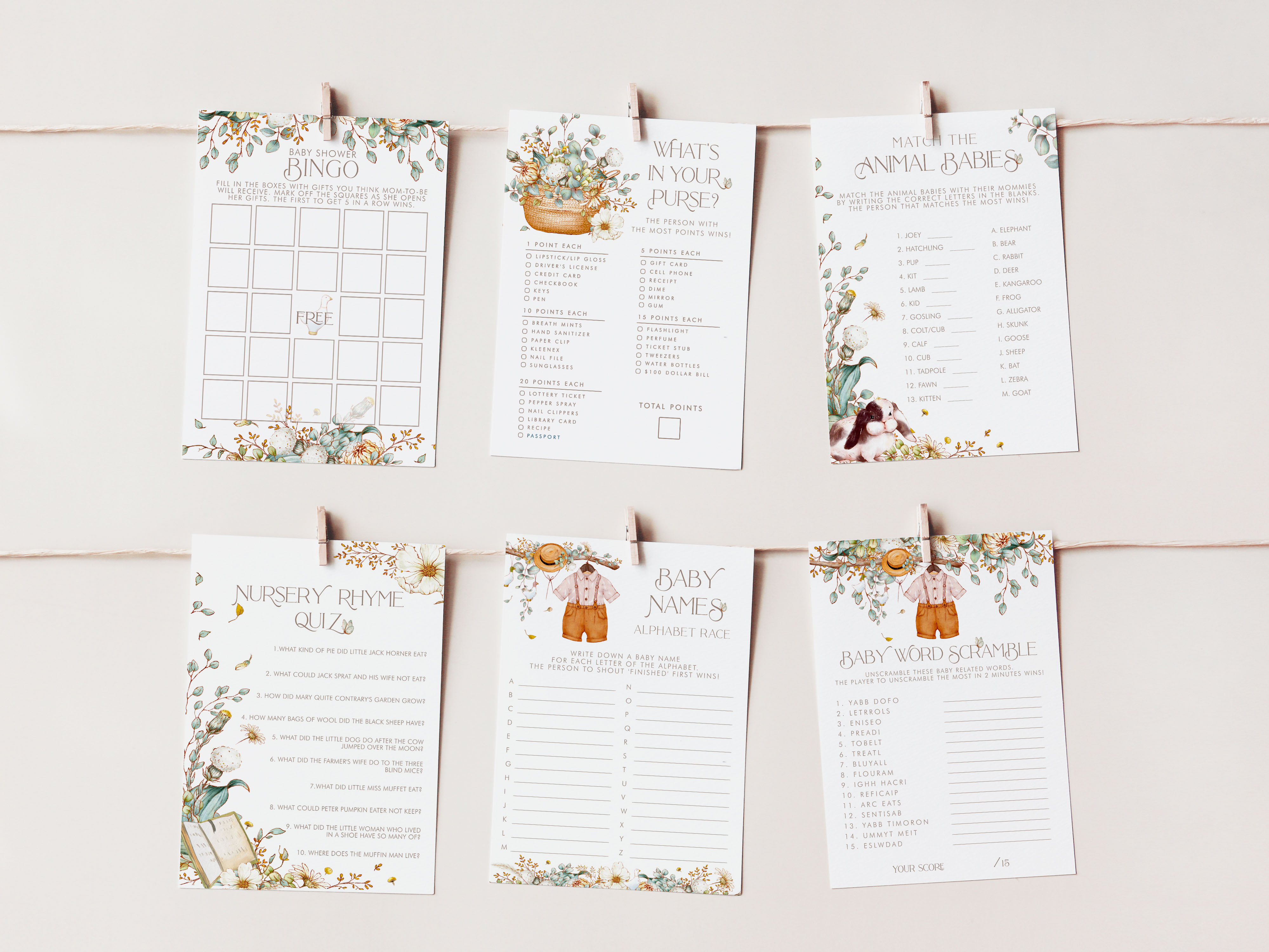 Vintage Baby Shower Games- Baby Boy design preview