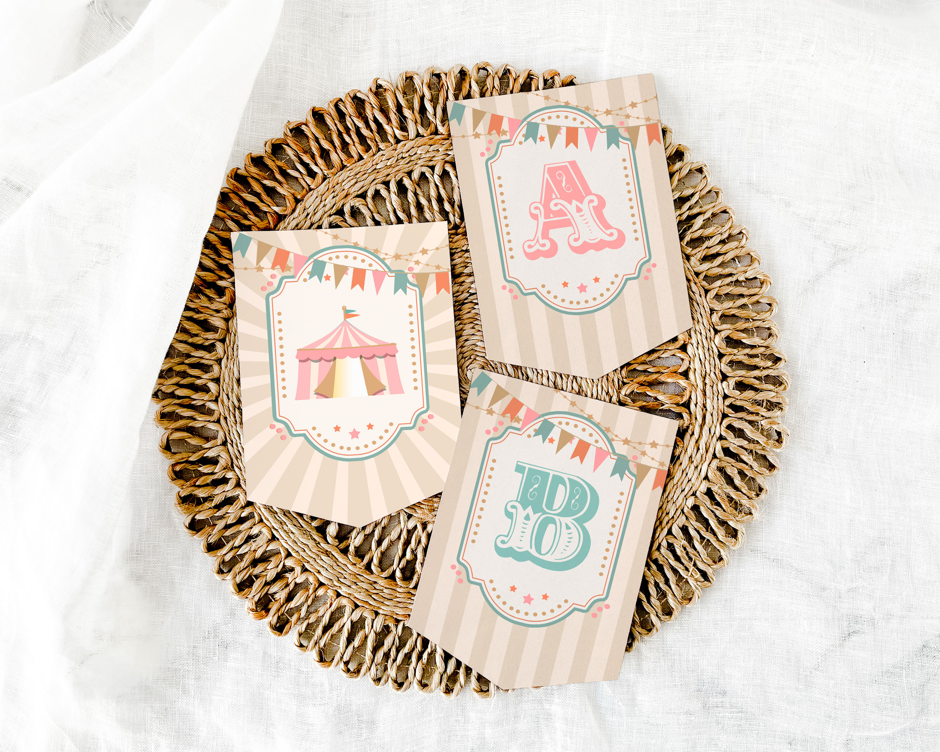 Boho Circus Banner with Pink design preview