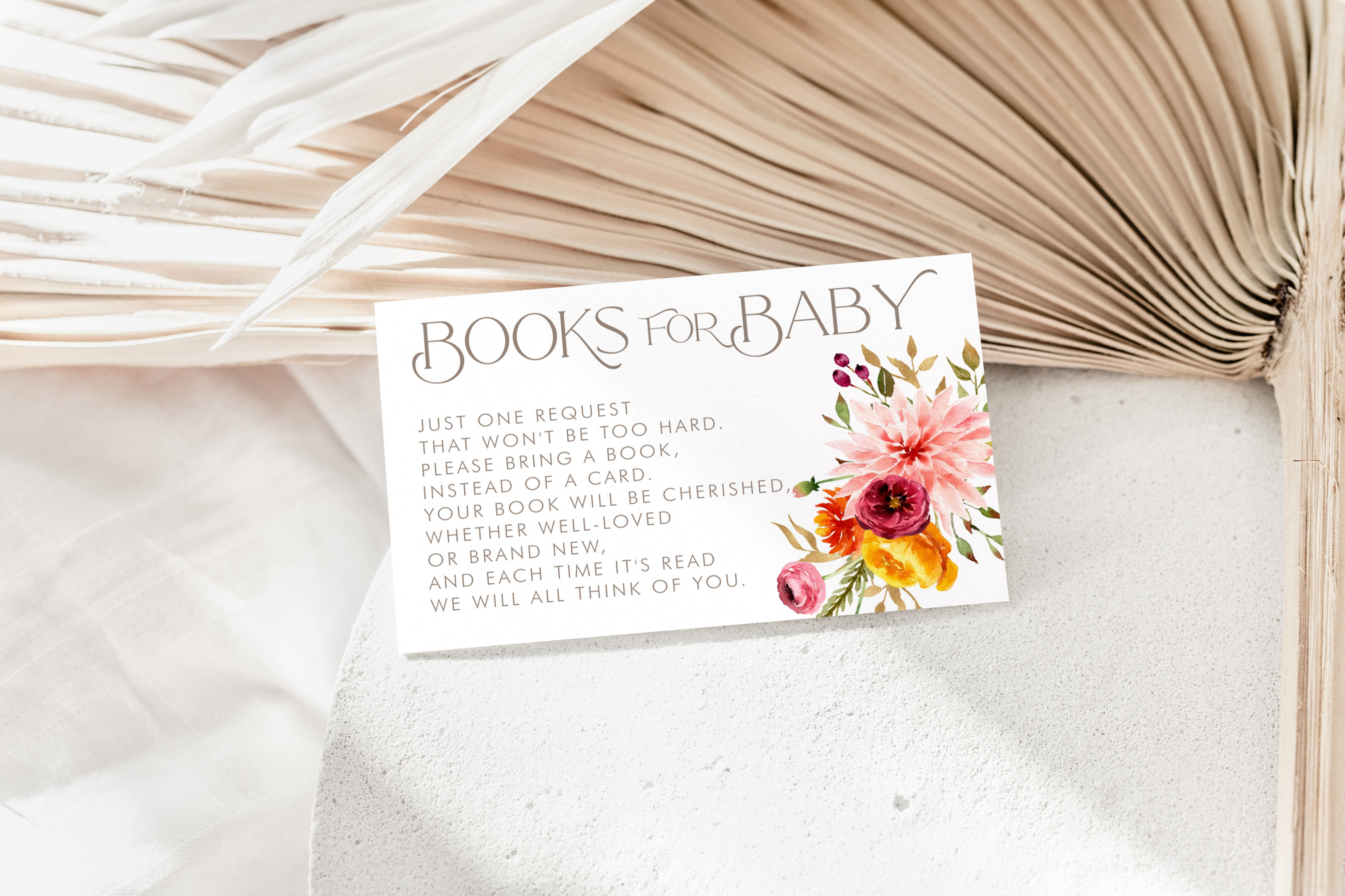 Fall Floral Books for Baby Card design preview