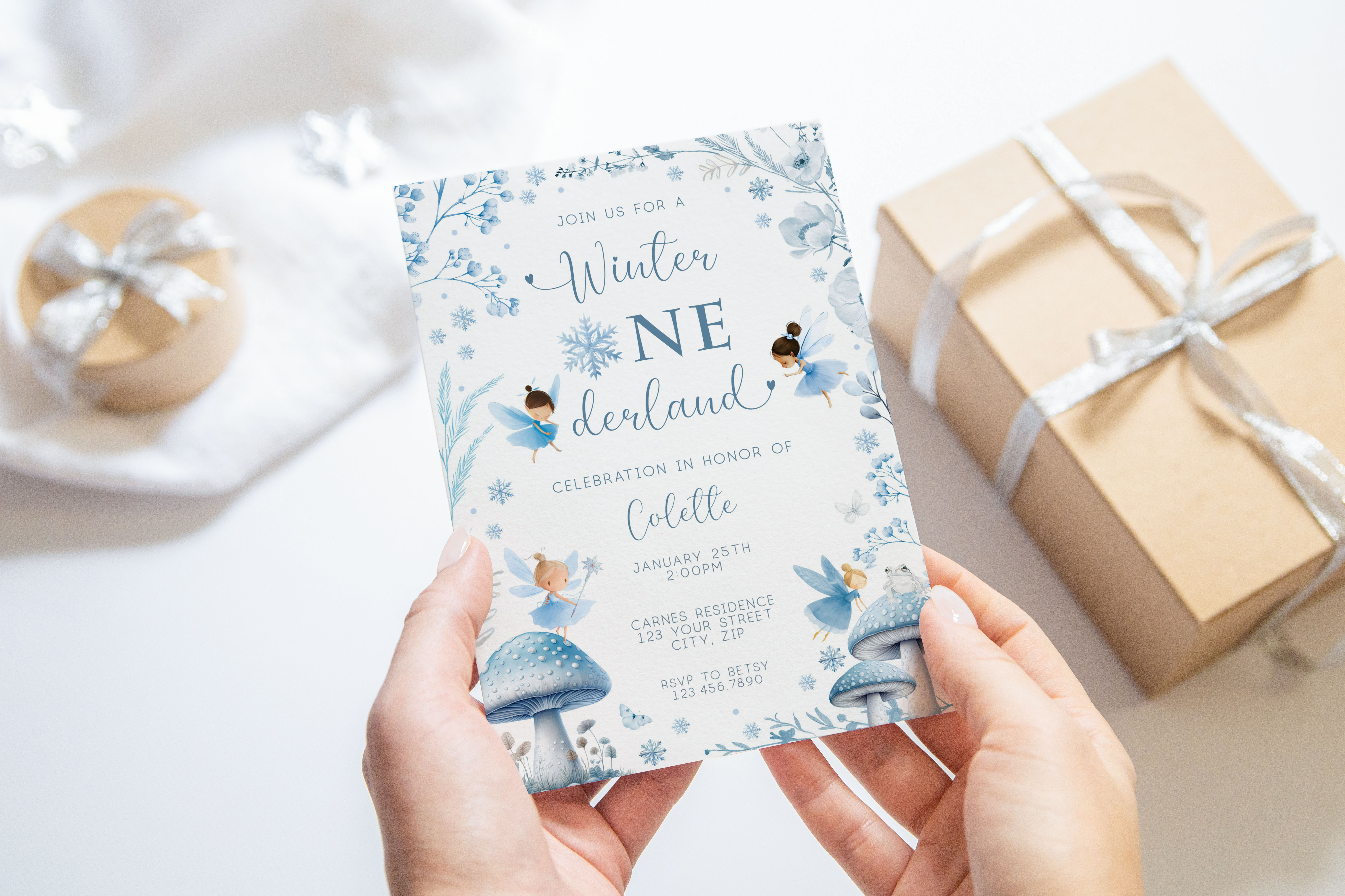 Winter Fairies Invitation- Onederland design preview