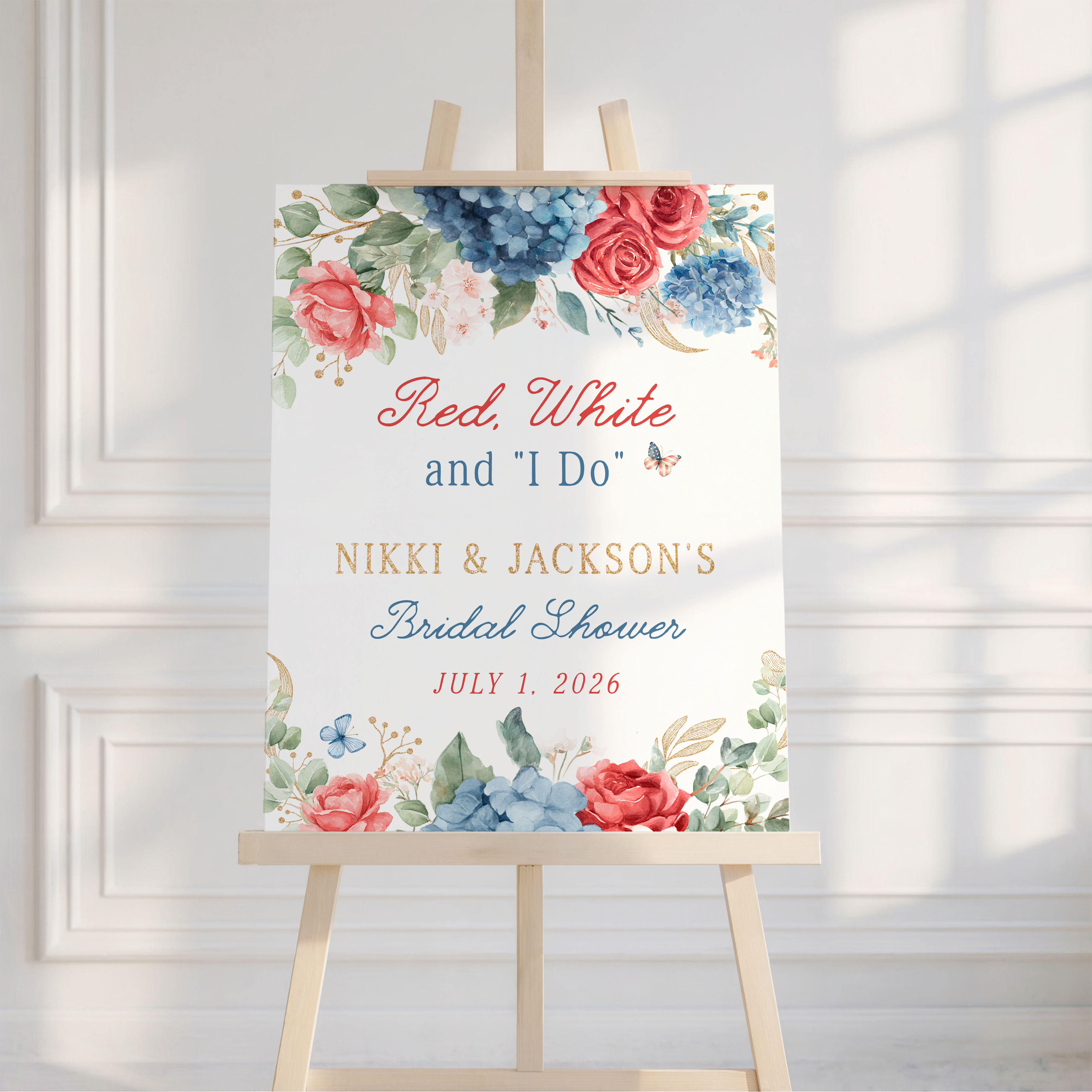 Red, White and I Do Bridal Shower Welcome Signs2 design preview