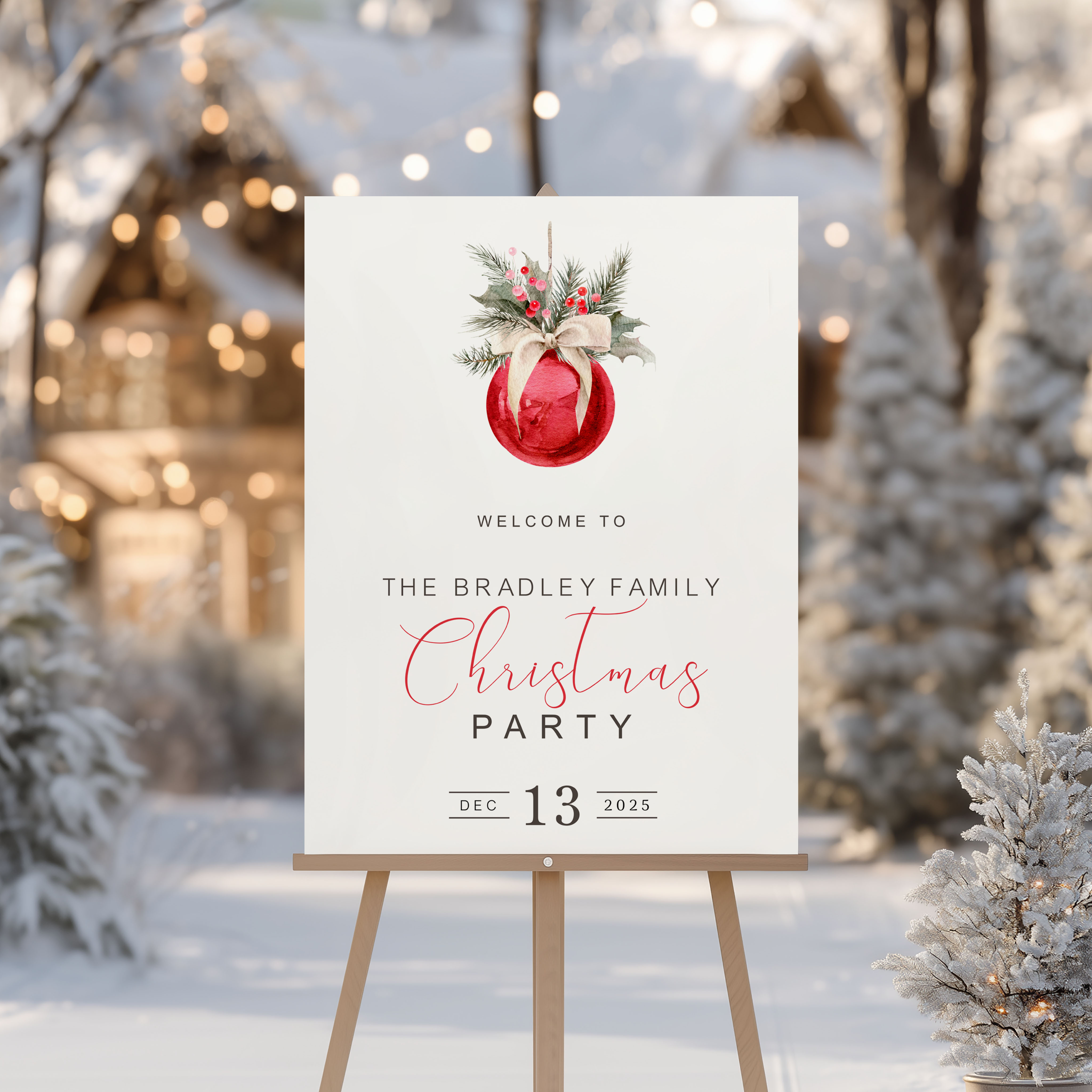 Single Red Ornament Welcome Signs design preview
