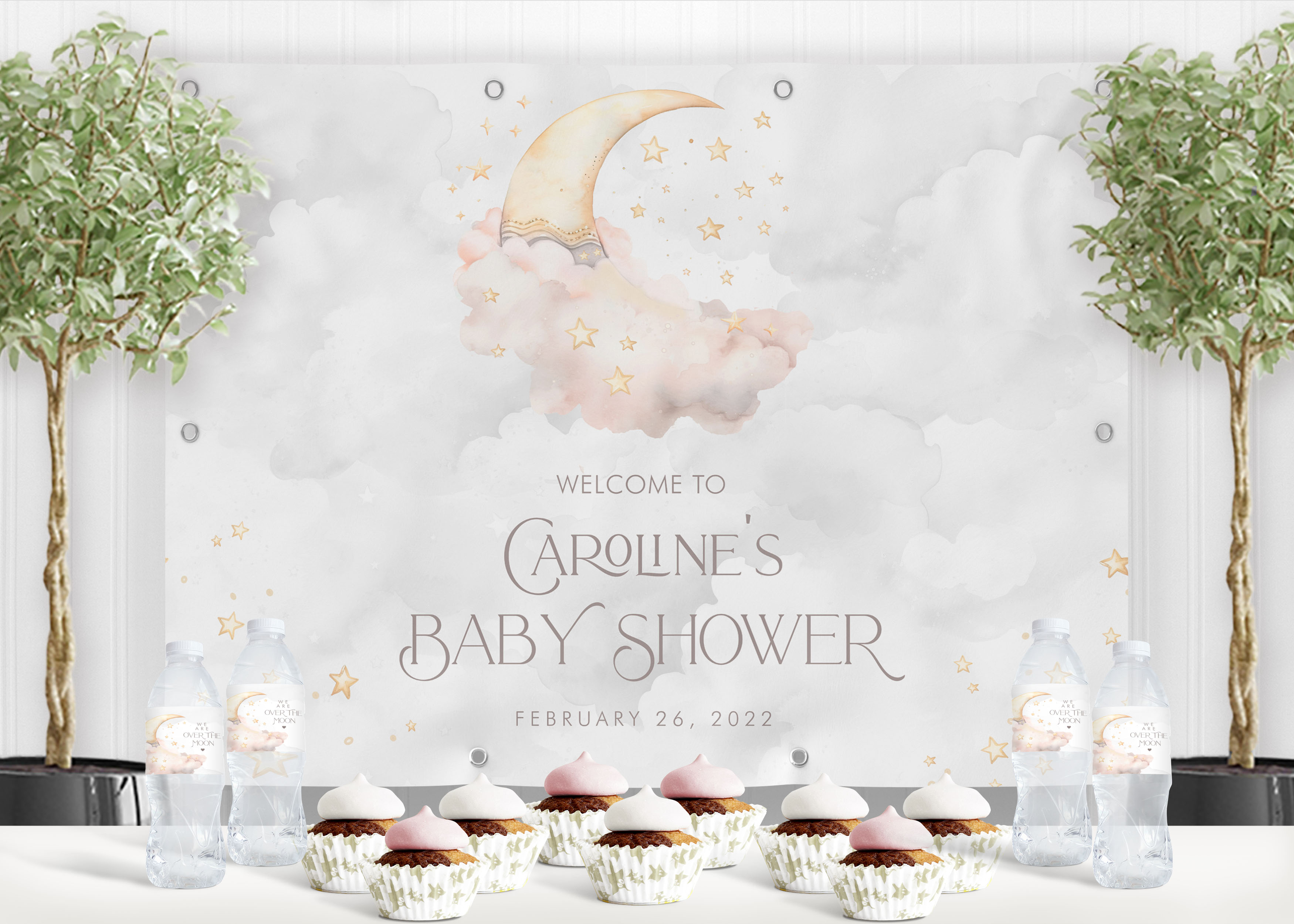Over the Moon Backdrop- Pink design preview