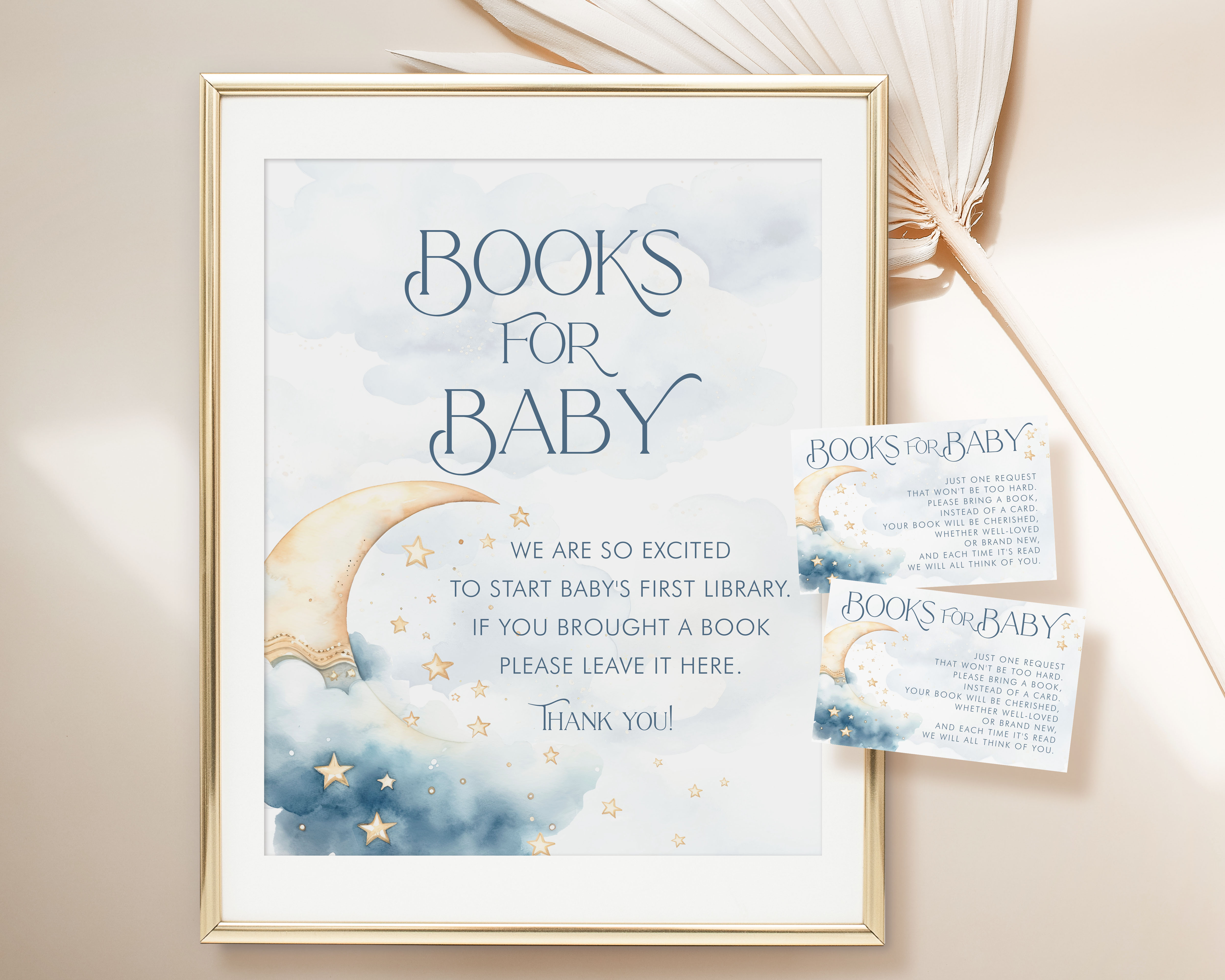 Over the Moon Books for Baby Sign & Card- Blue design preview