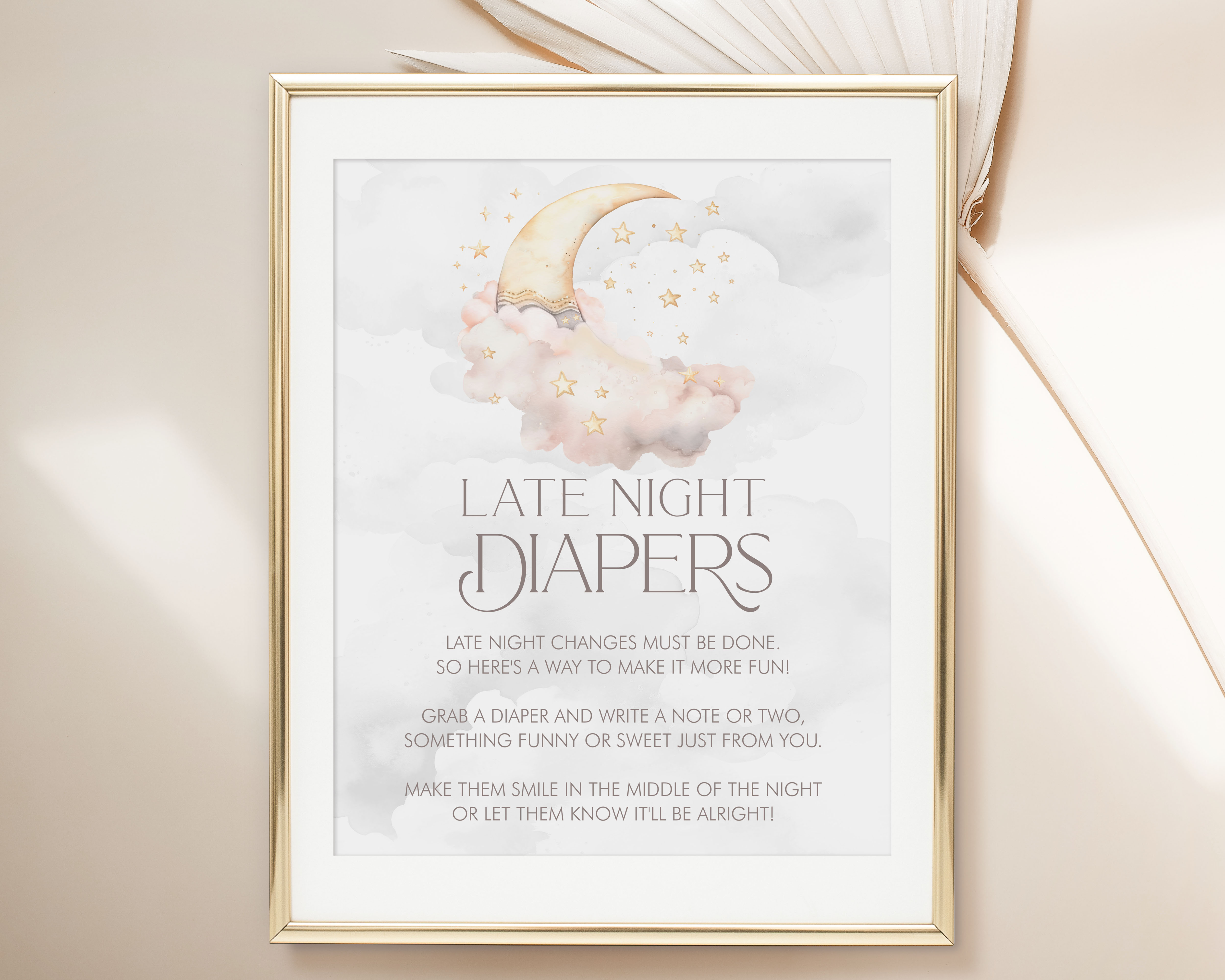 Over the Moon Late Night Diapers Sign- Pink design preview