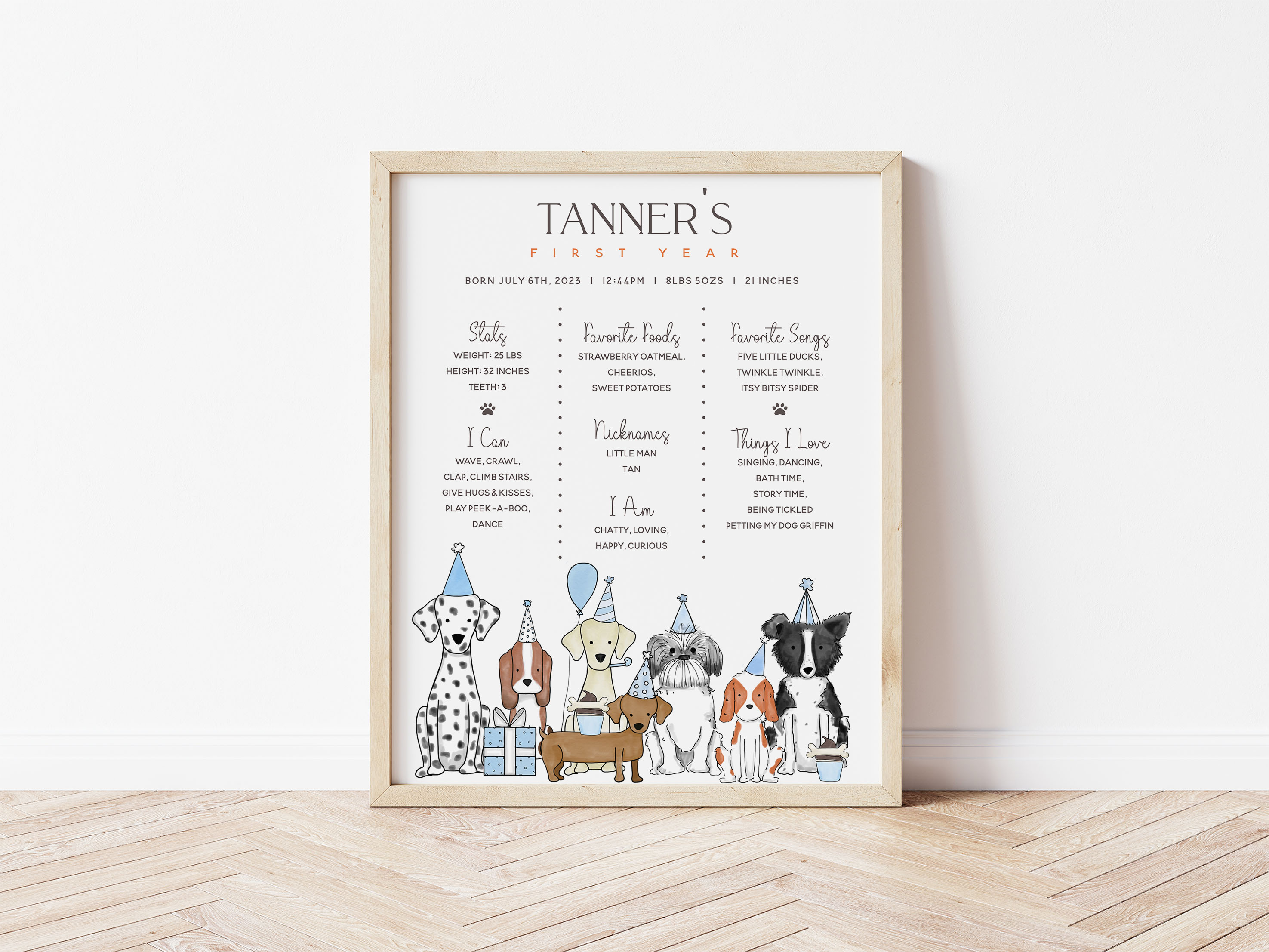 Let's Pawty Milestone Signs- Blue design preview