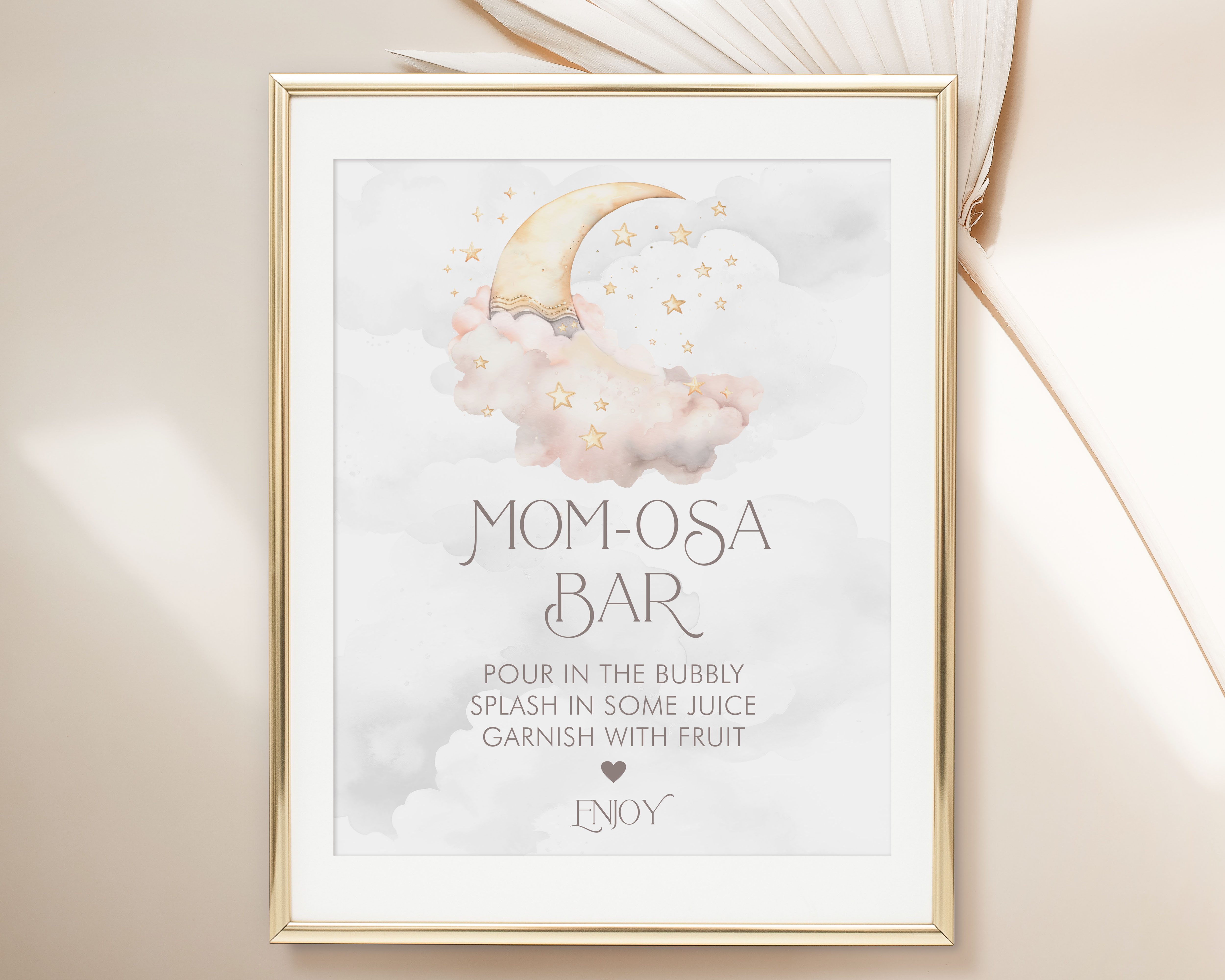 Over the Moon Mom-osa Bar Signs- Pink design preview