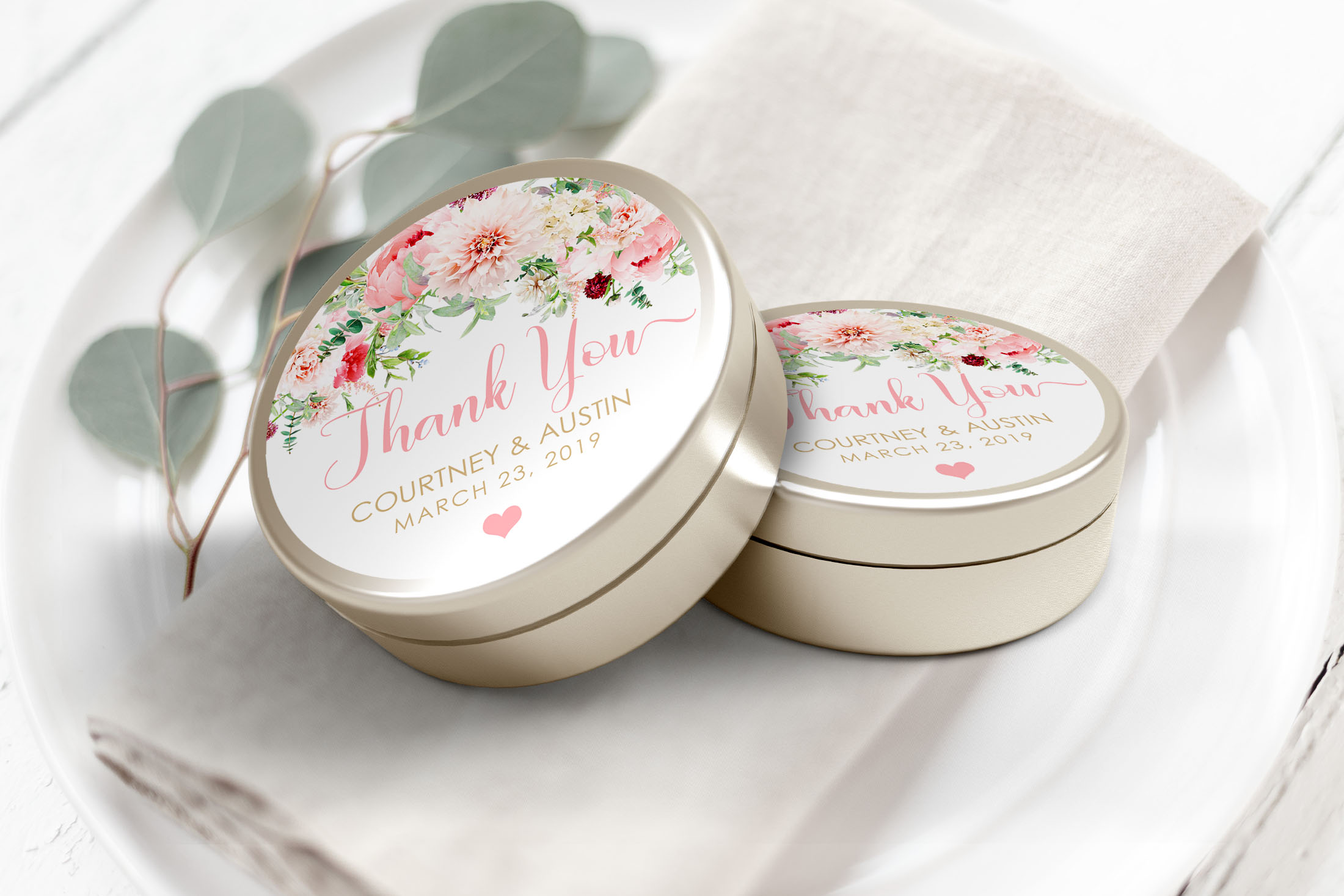 Pink Floral Round Label/Tag- 3" Inch design preview