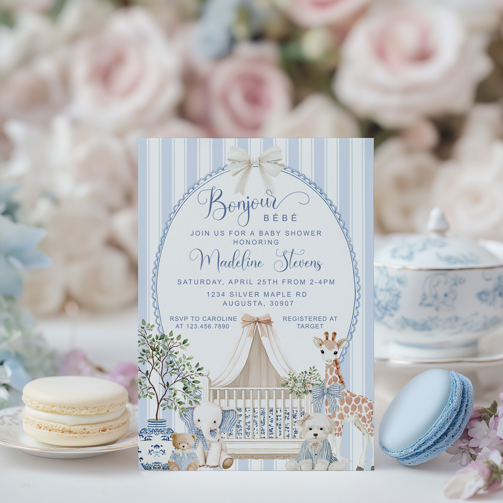 French Nursery Baby Shower Invitation design preview