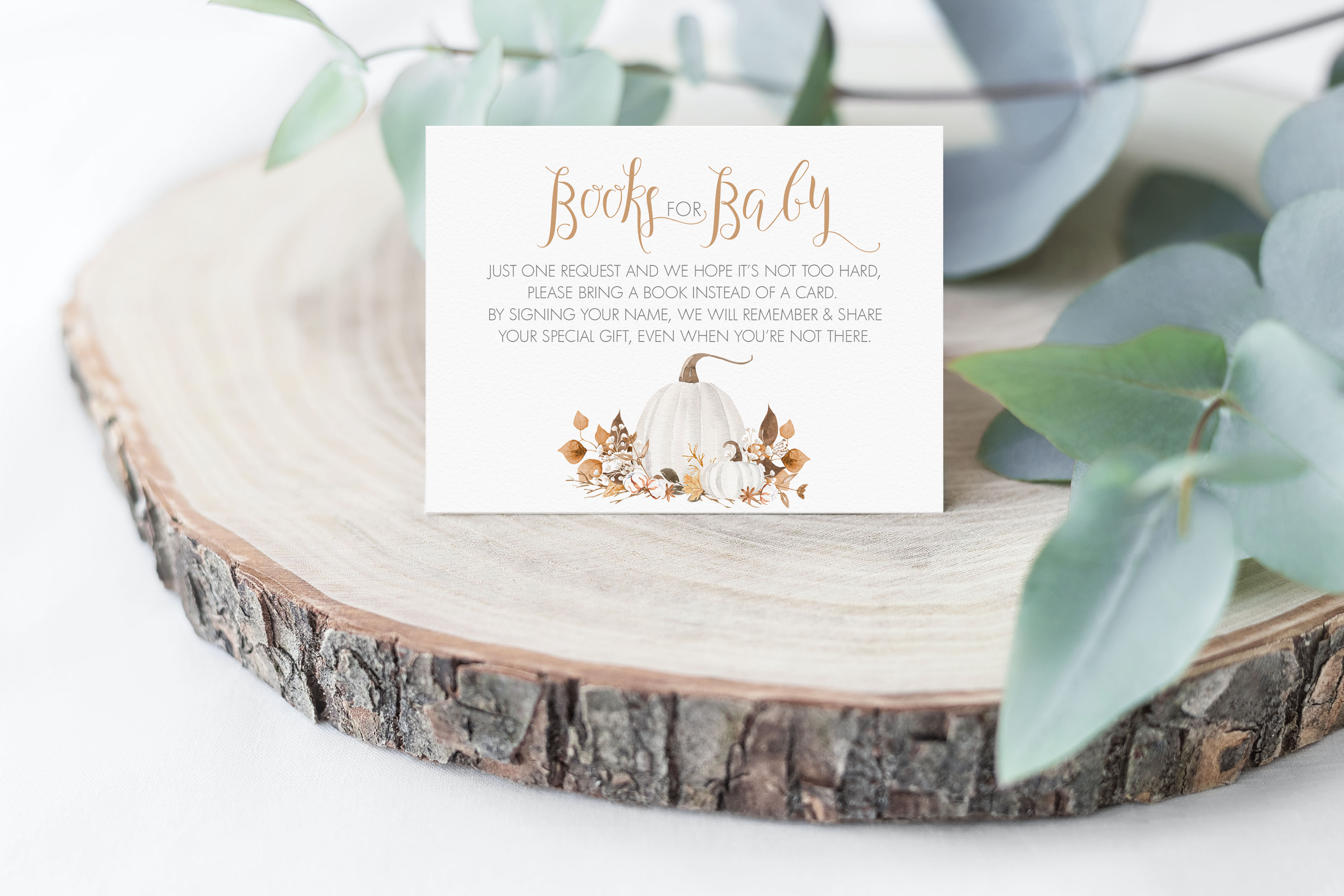 Ivory Pumpkins Books for Baby Cards design preview