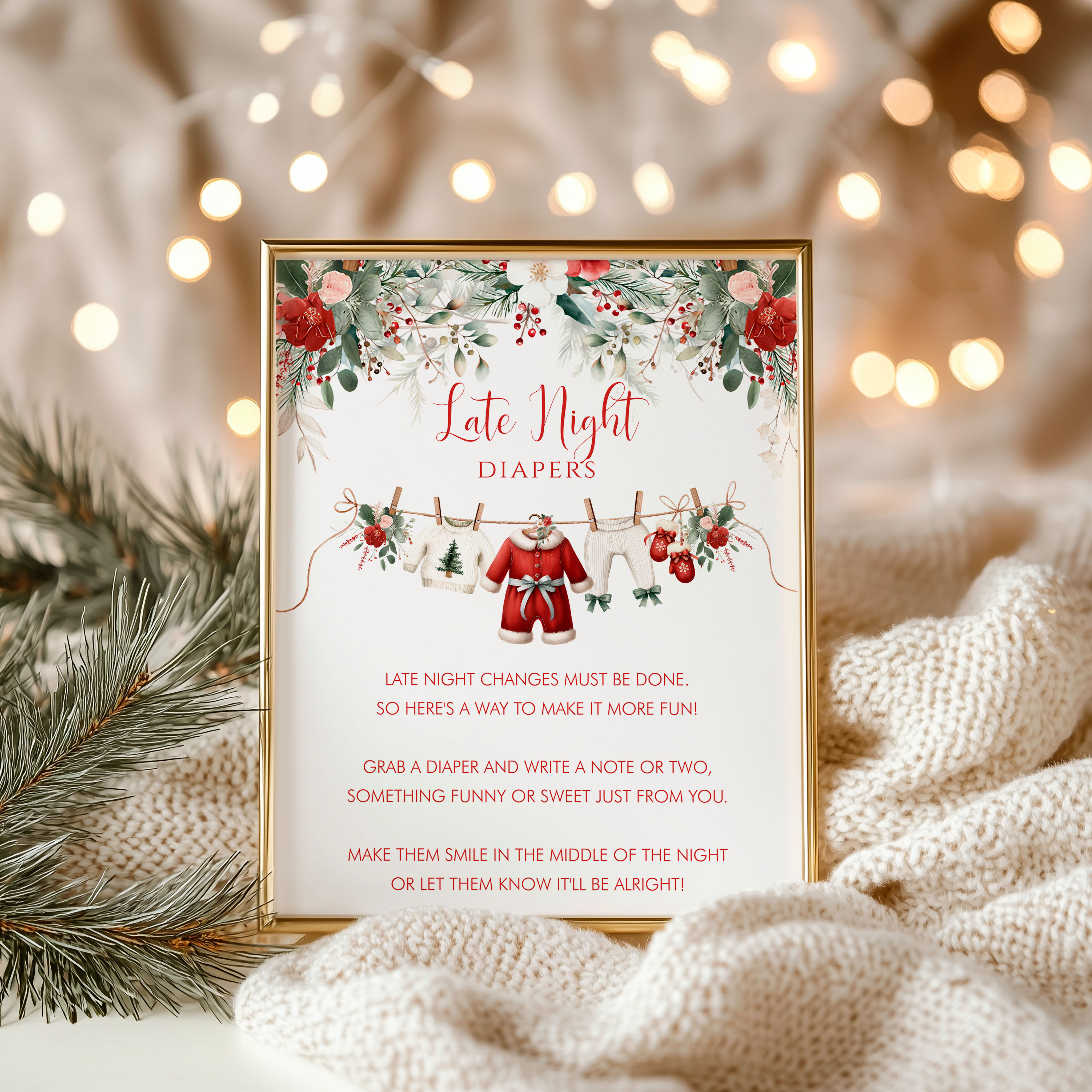 Merry Little Baby Shower Late Night Diapers Signs design preview