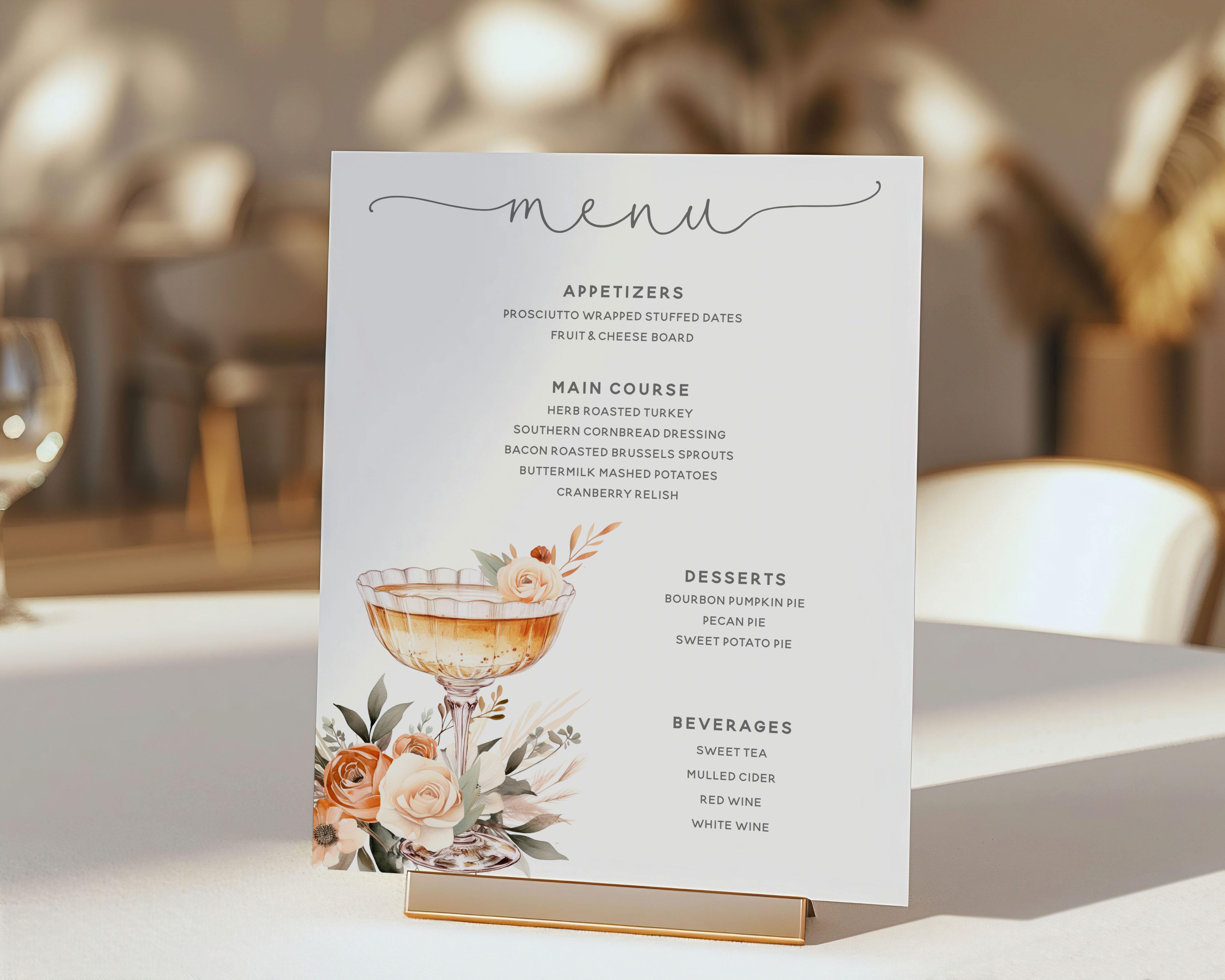 Fall Cocktail Menu Sign design preview