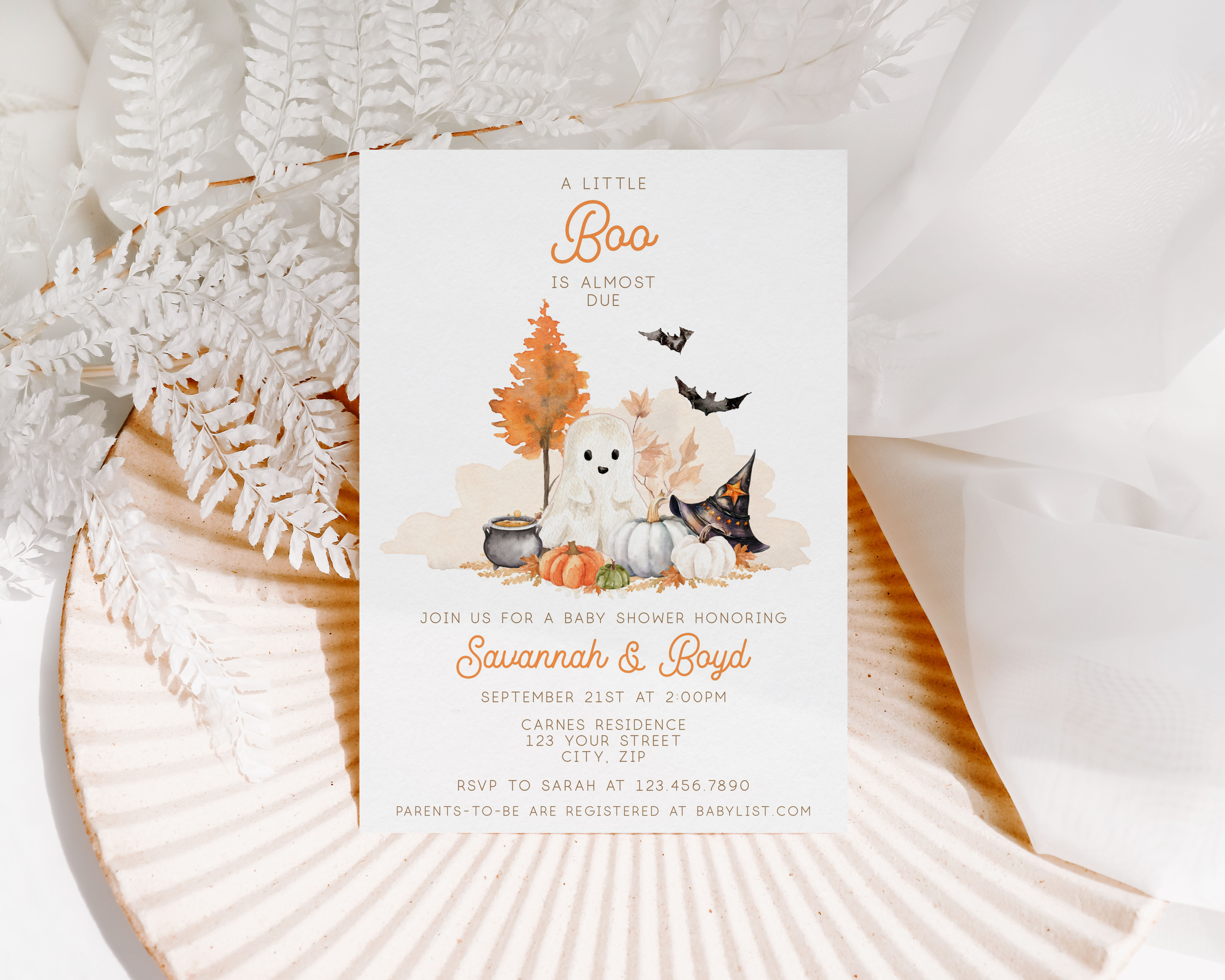 Little Boo Baby Shower Invitation design preview