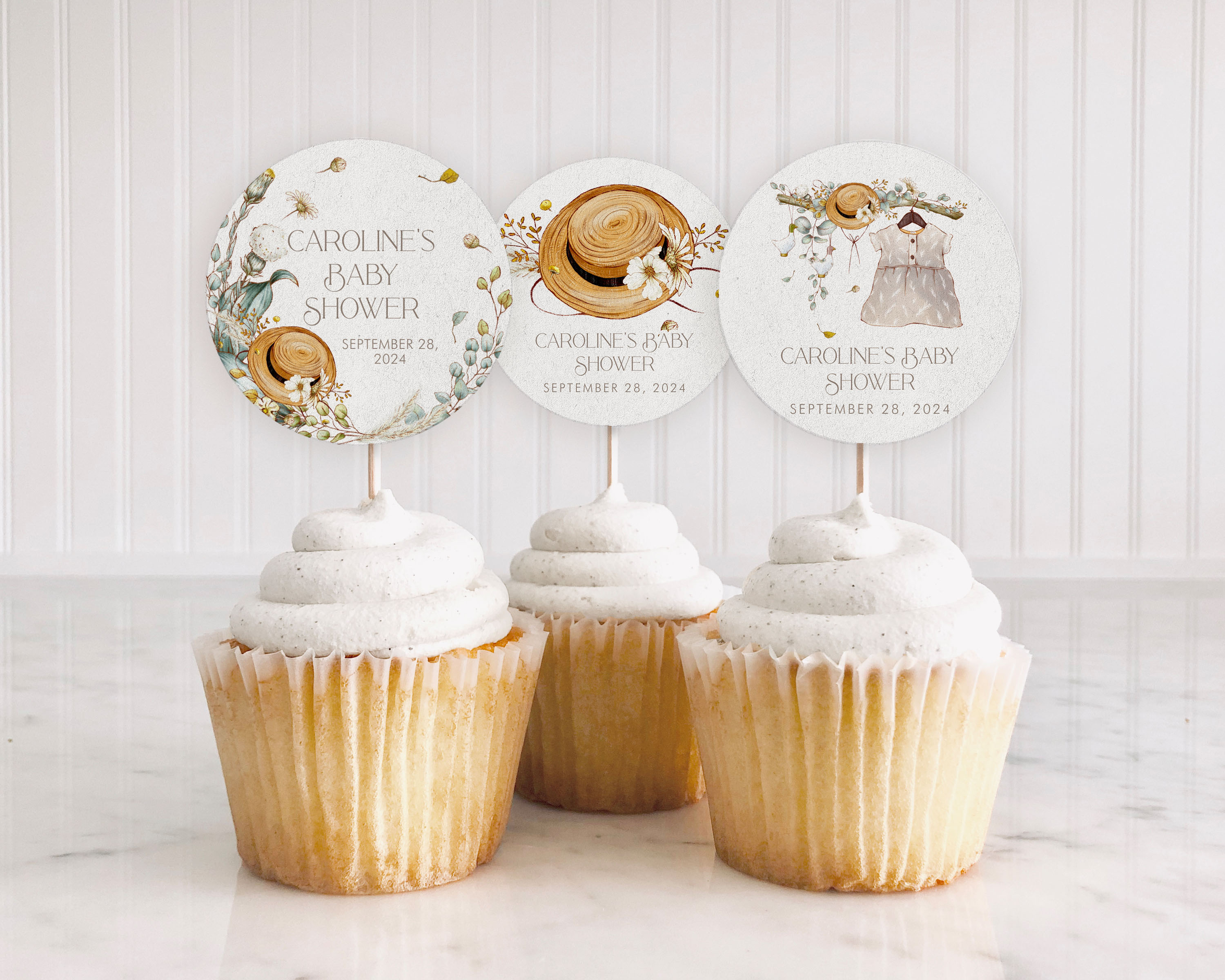 Storybook Cupcake Toppers- Baby Girl design preview