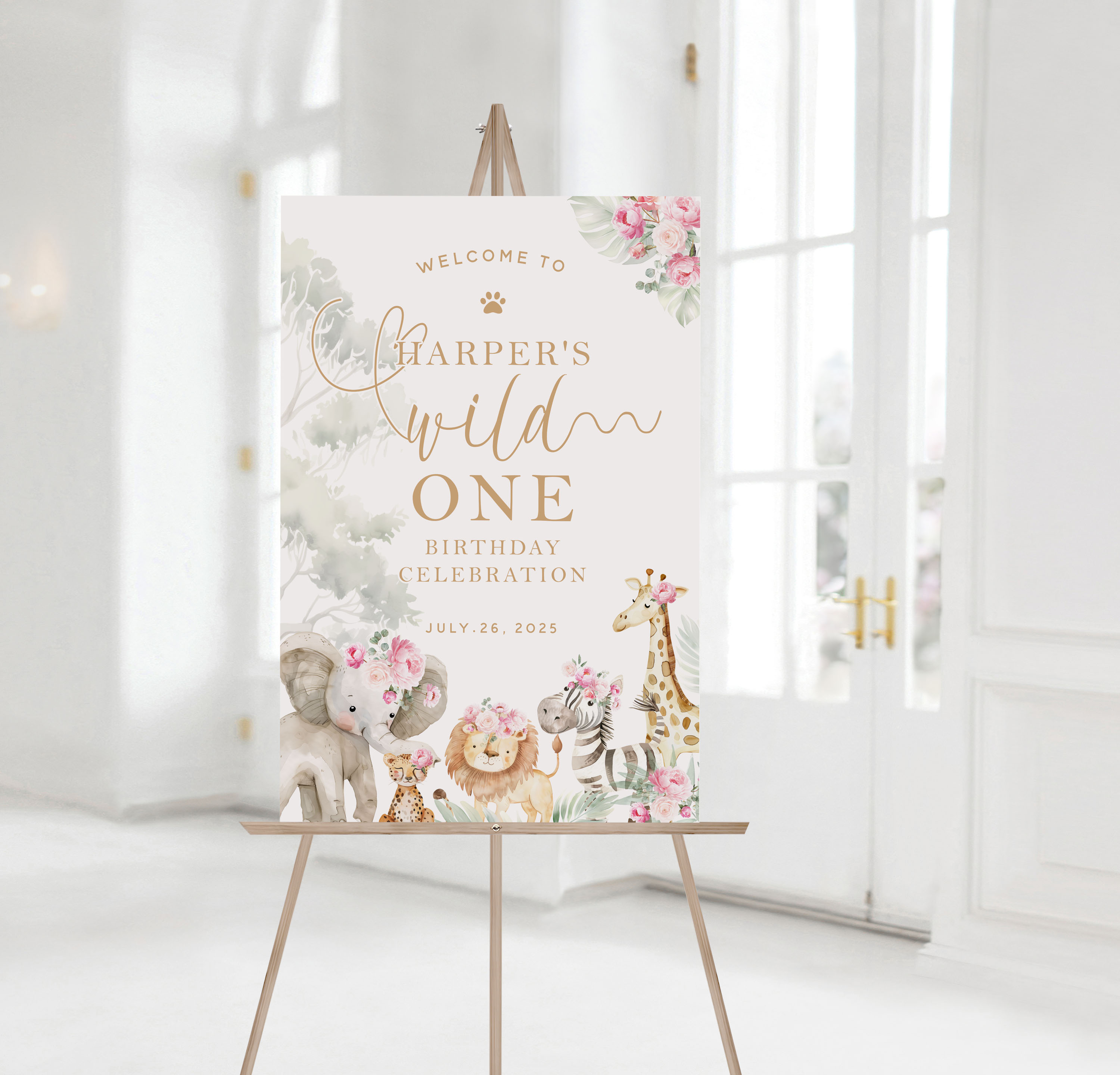 Wild One Welcome Signs- Pink design preview