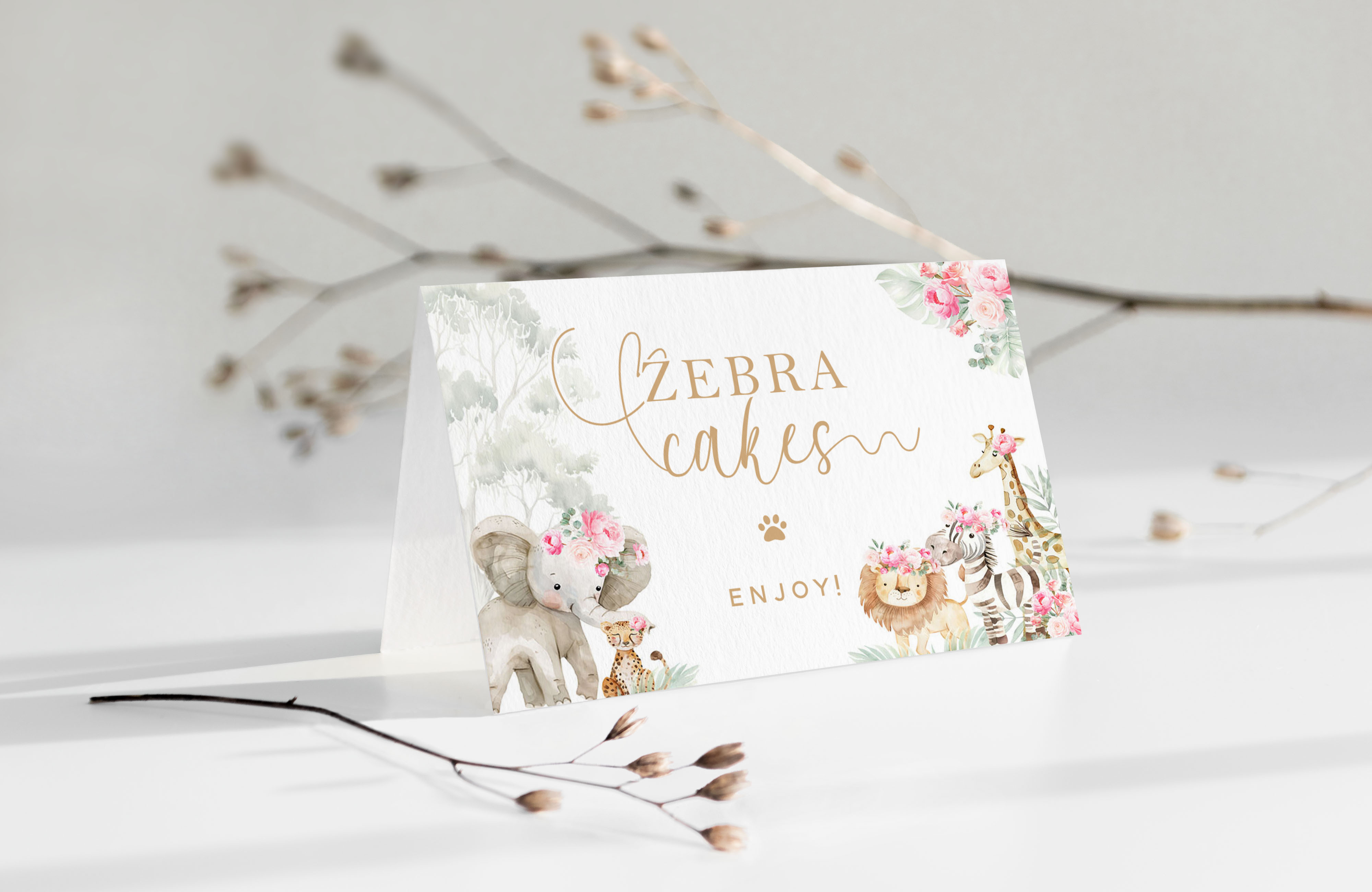 Wild One Food Cards- Pink design preview