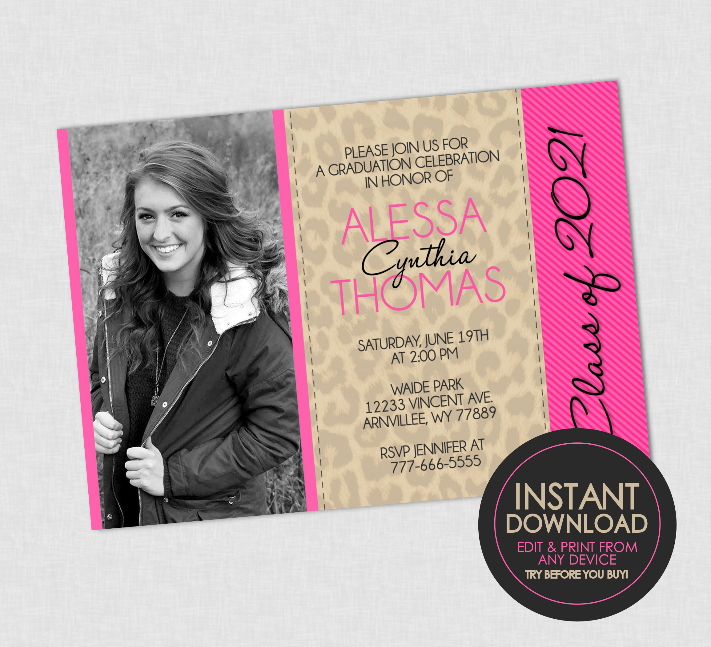 Leopard Photo Graduation design preview