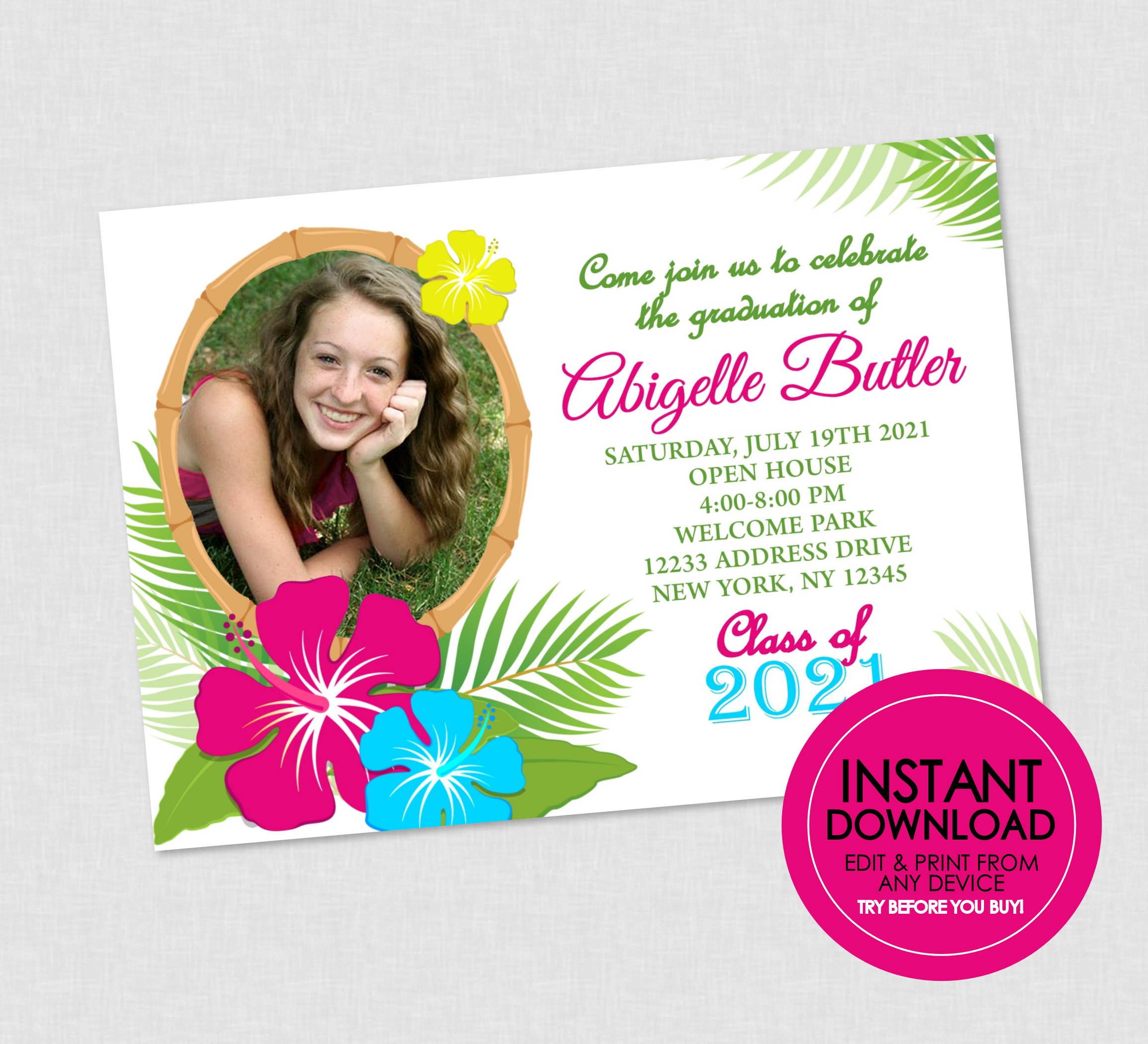 Luau Graduation - 1 Photo design preview
