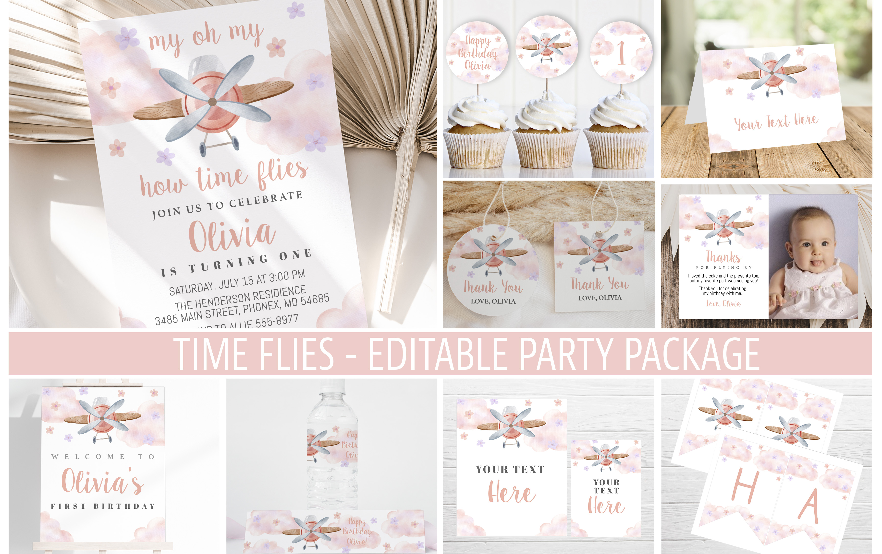 Airplane Pink Party Package design preview