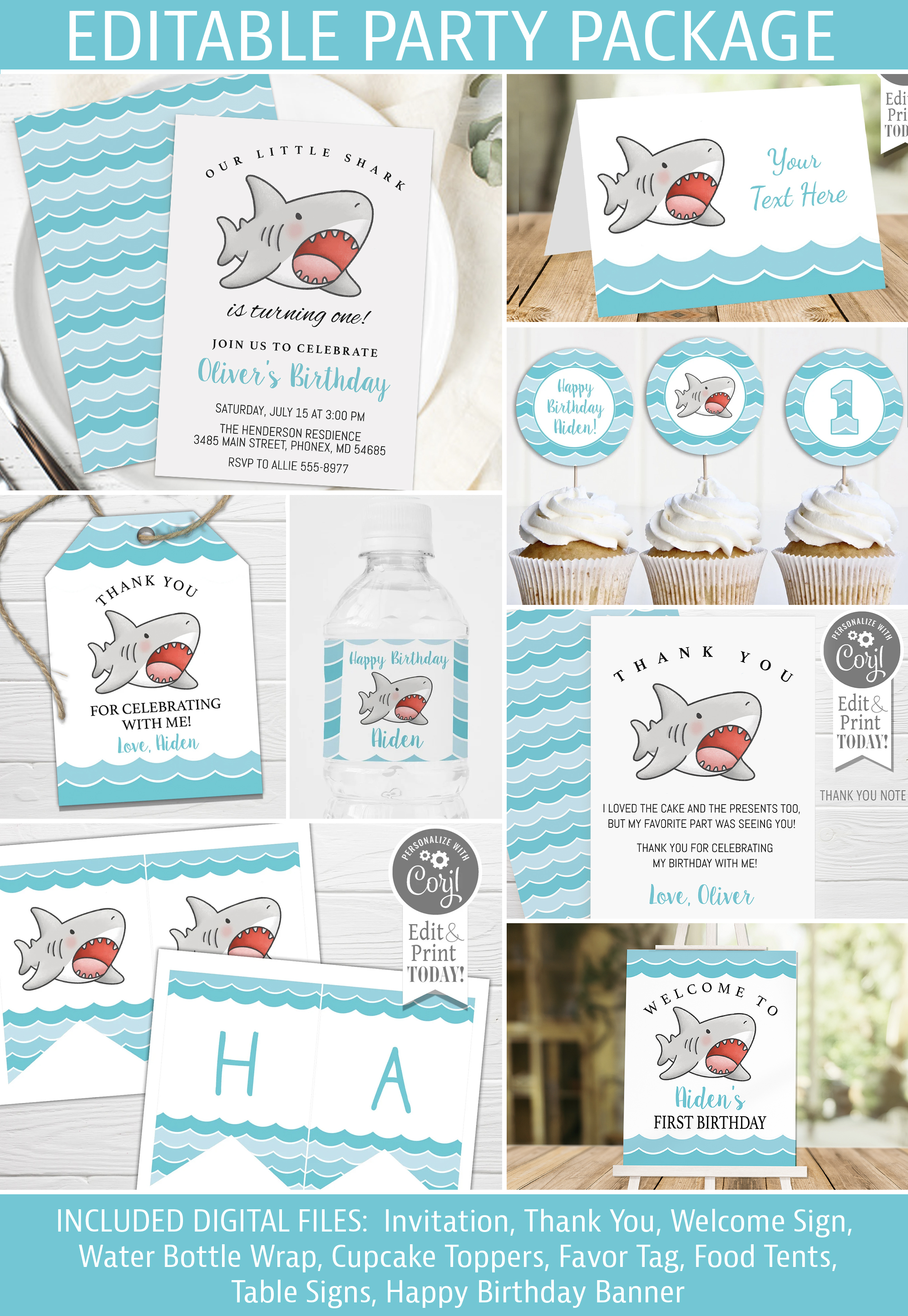 Cute Shark - Party Package design preview