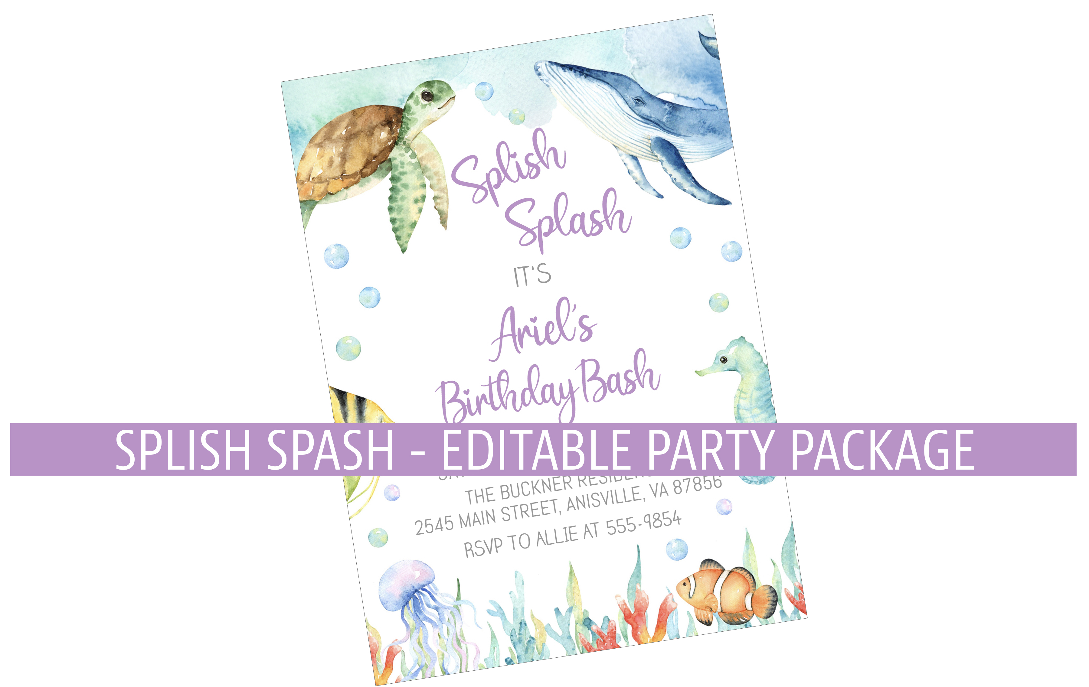Splish Splash Purple - Party Package design preview
