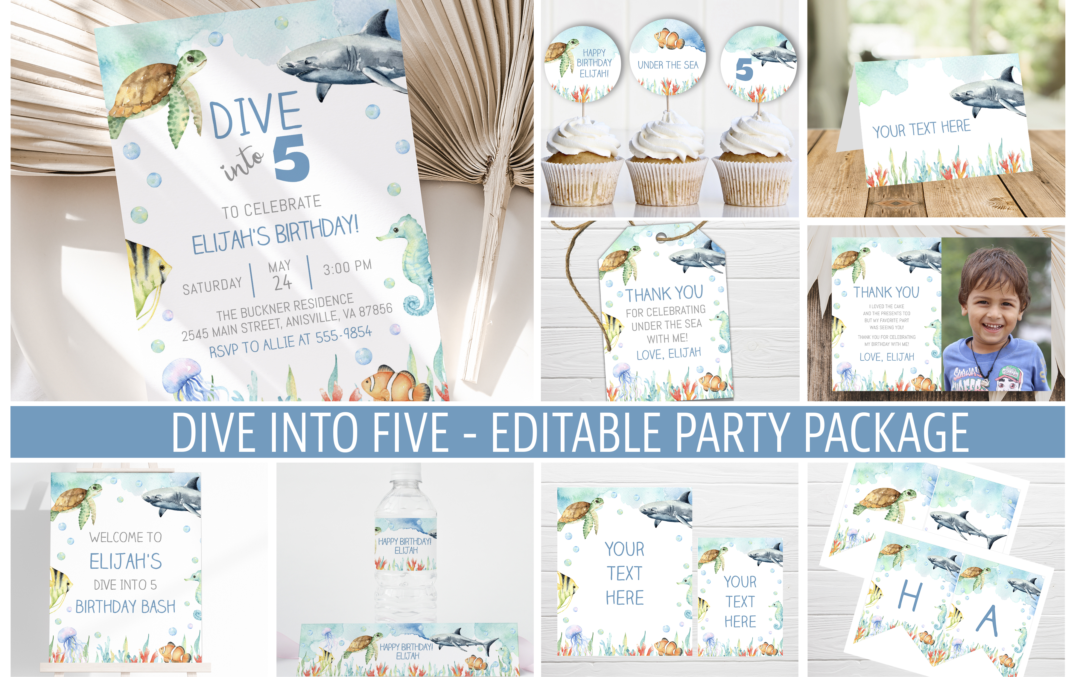 Party Package - Dive Into Five Blue design preview