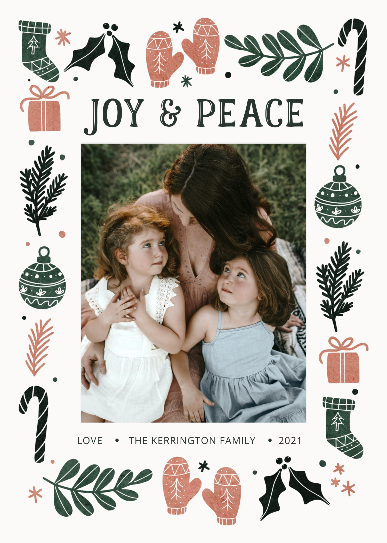 Joy and Peace Doodles Pink Green design preview