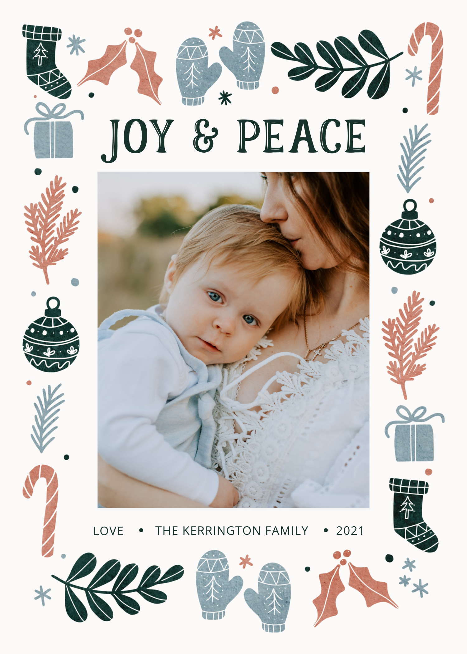 Joy and Peace Doodles Blue, Pink, Green design preview