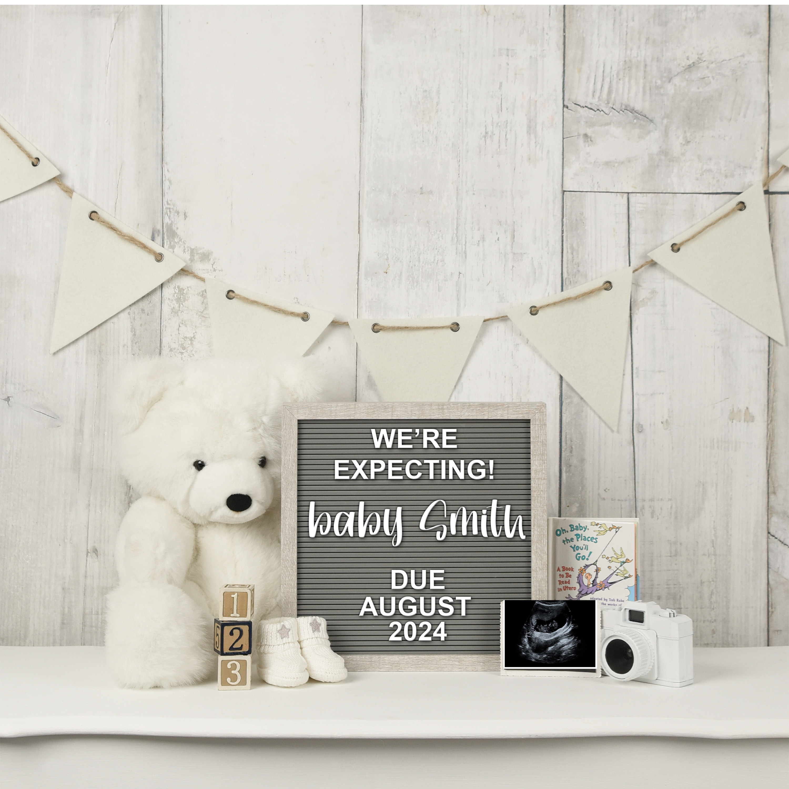 Baby Announcement Letter Board with Ultrasound design preview