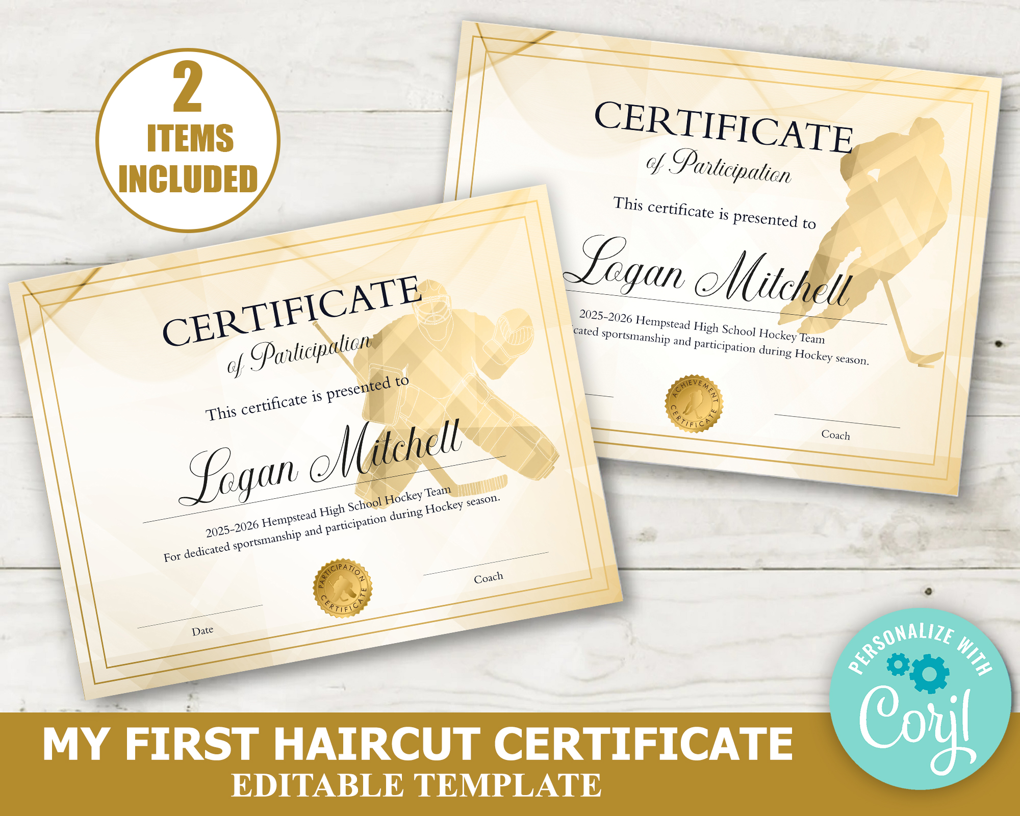 Hockey Certificate Template for Boys BUNDLE design preview
