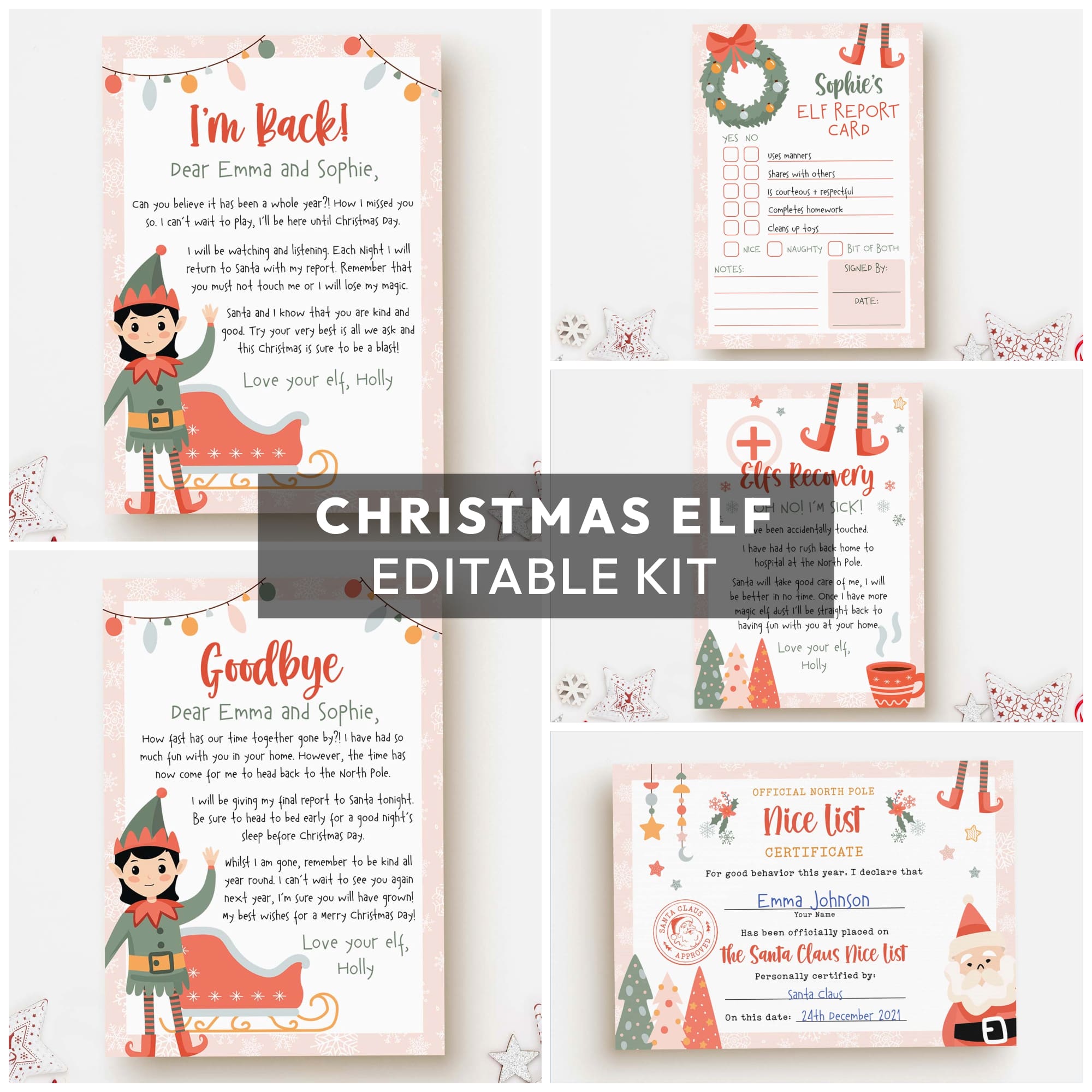 Christmas Elf Girl BUNDLE x5 Return Arrival design preview