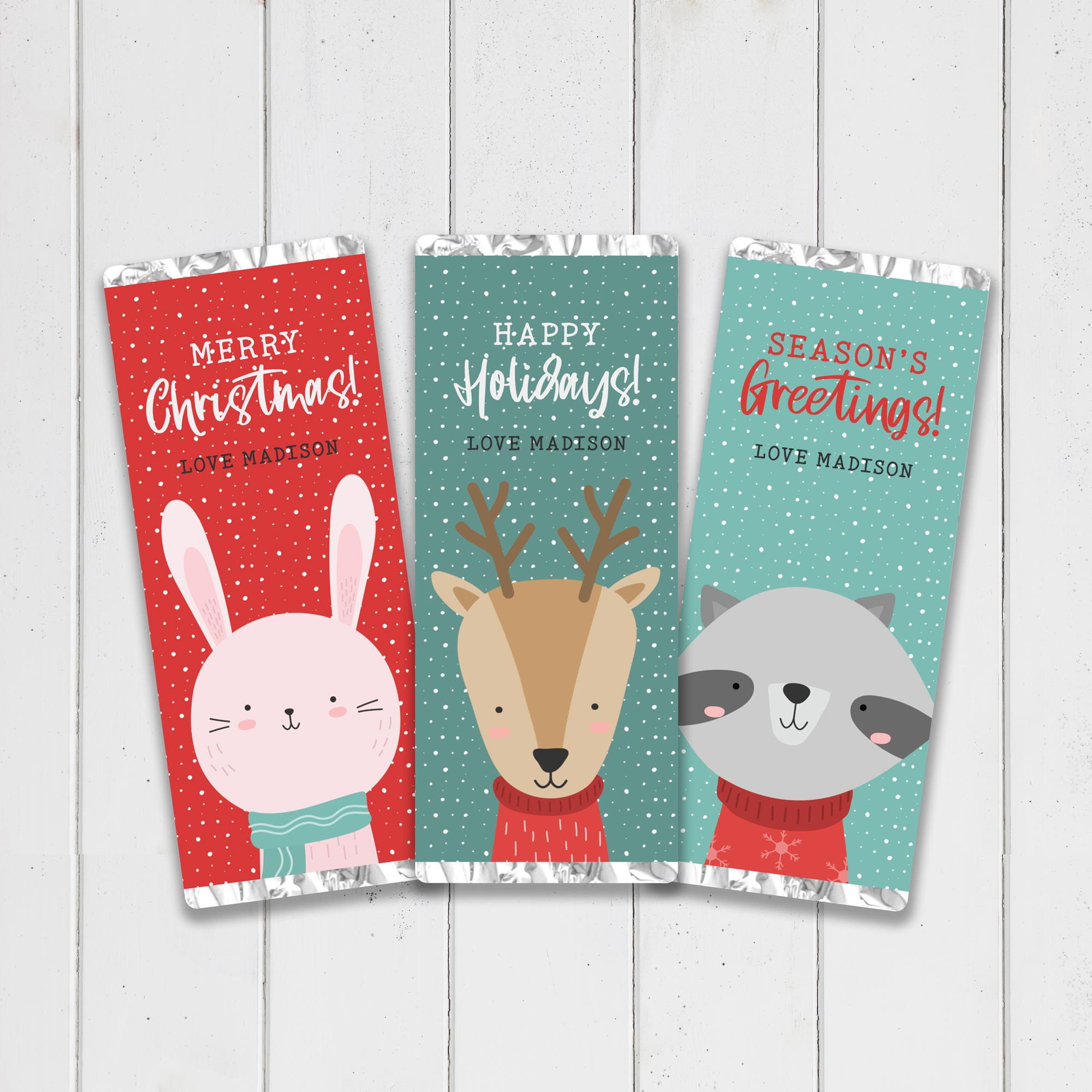 Cute Winter Christmas Animal CHOCOLATE WRAPPER LGE Deer BUNDLE design preview
